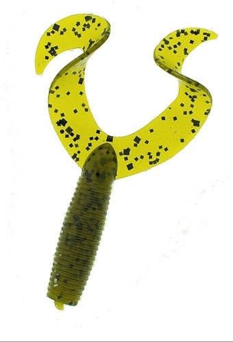 Dry Creek 211 DC104 Twin Tail Money Grubber Curltal Grub Fishing Lure - 4 Inch, Green - Perfect for Bass, Trout, and Walleye Fishing in Freshwater Lakes and Rivers