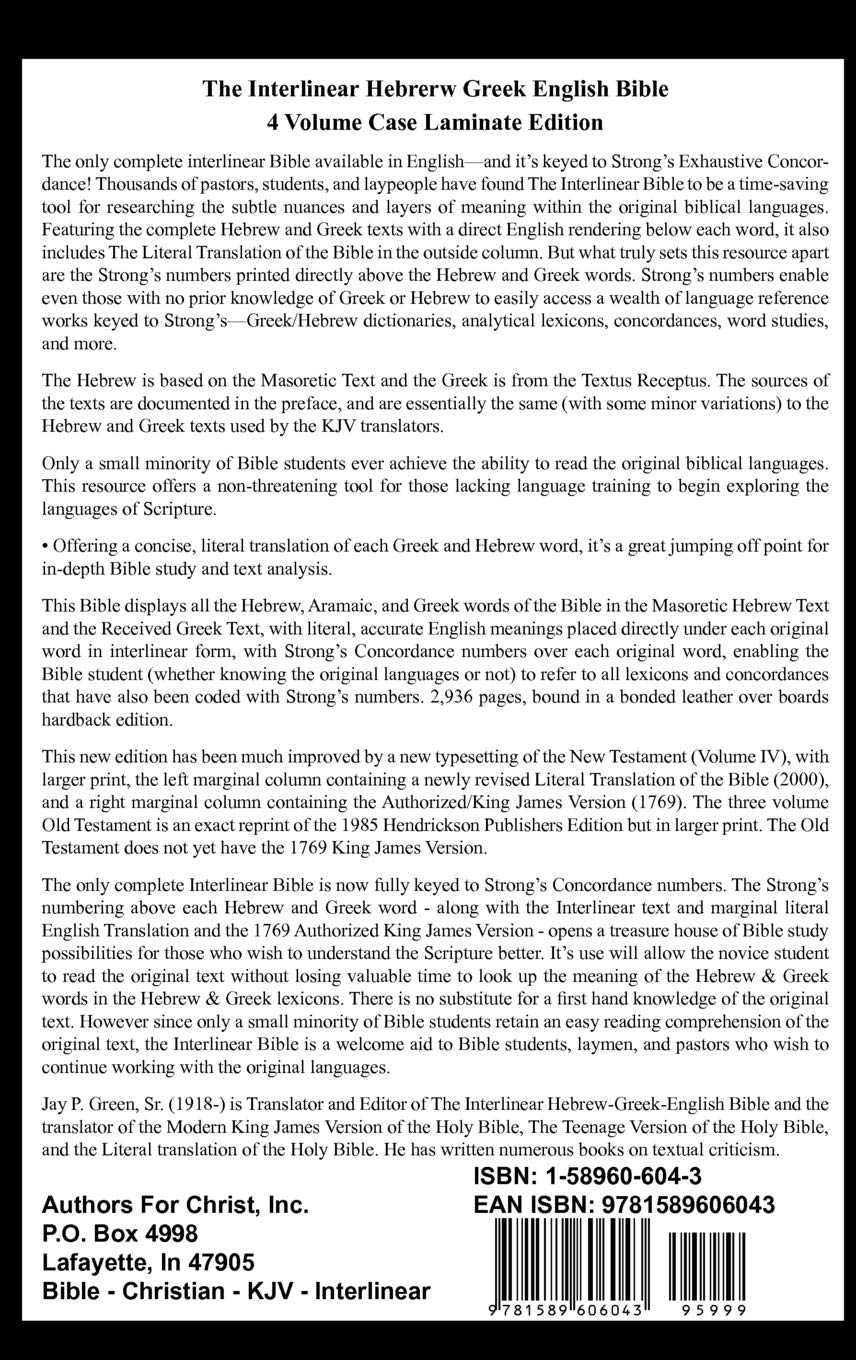 Interlinear Hebrew Greek English Bible - Volume 2 of 4 (1 Samuel to Psalm 55) - Case Laminate Edition with Strong's Numbers, Literal & KJV Translation - Perfect for Biblical Study, Language Learning & Seminary Research