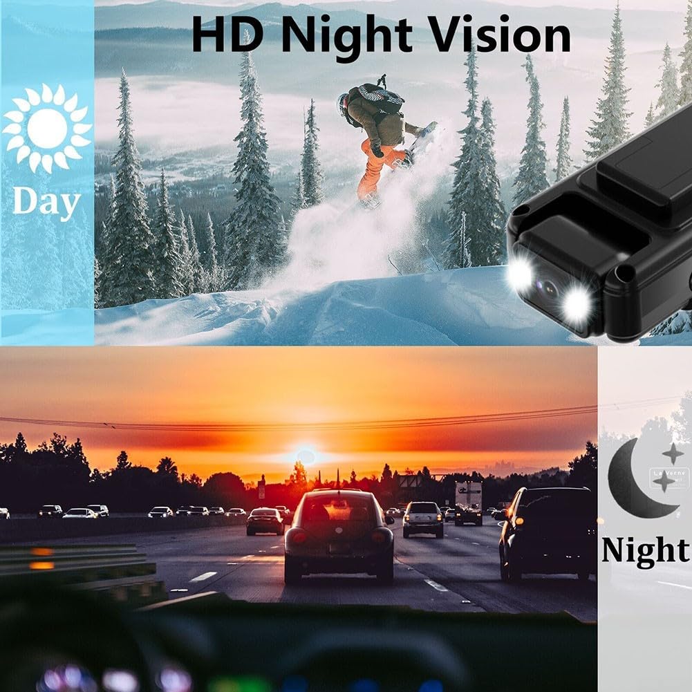 1080P Mini Body Camera - Portable Digital Video Recorder with Night Vision & WiFi | Wearable for Security, Police, Sports & Car Dash Cam