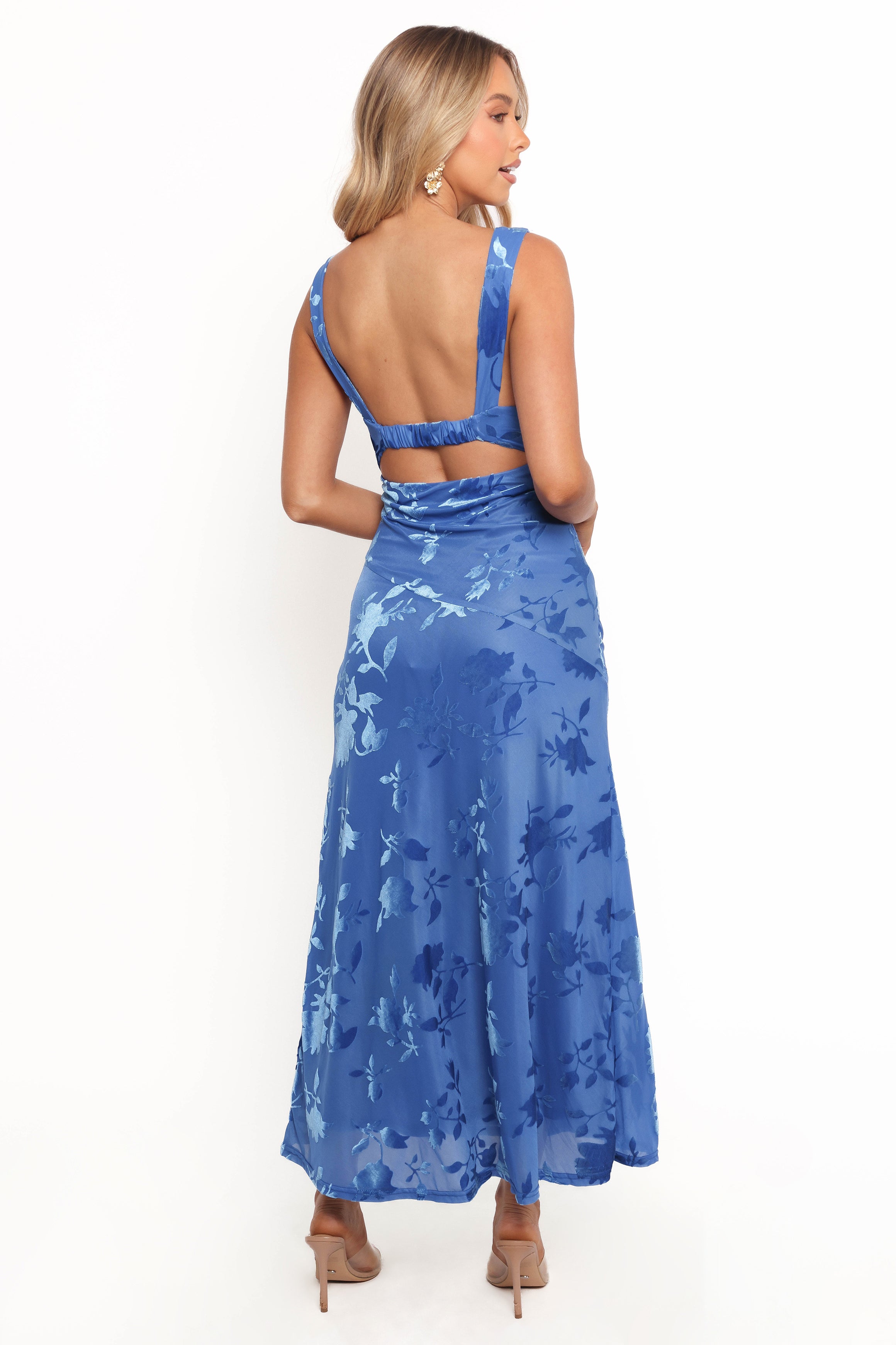 Izzy Midi Dress - Blue Floral Print Women's Summer Dress for Casual Wear, Beach Vacation & Date Night Outfits
