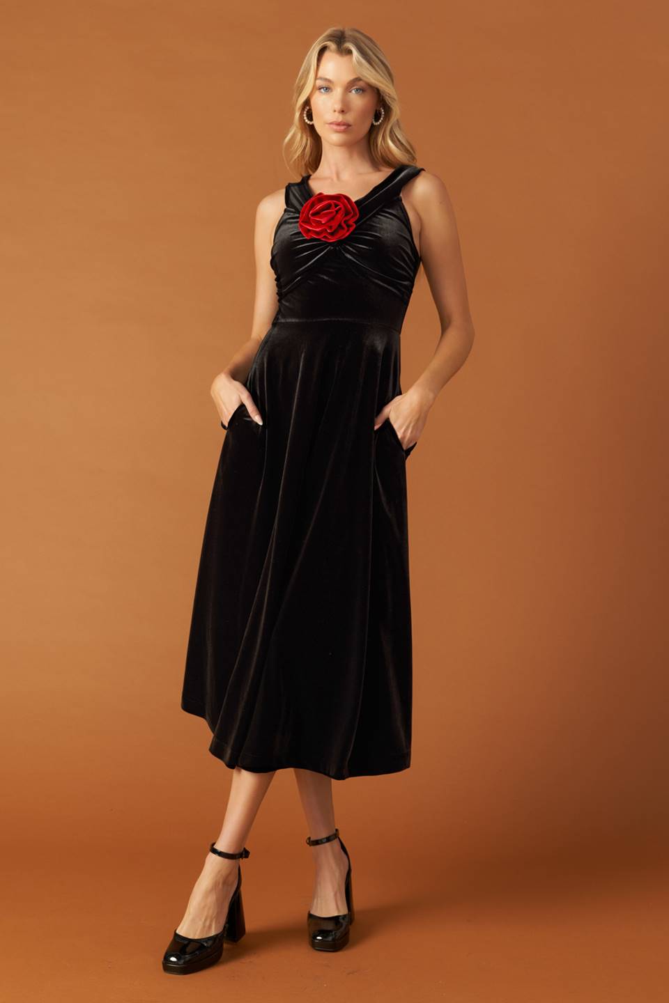BE THERE FOR YOU VELVET MIDI DRESS - Elegant Formal & Party Wear for Women | Perfect for Weddings, Cocktail Parties & Date Nights