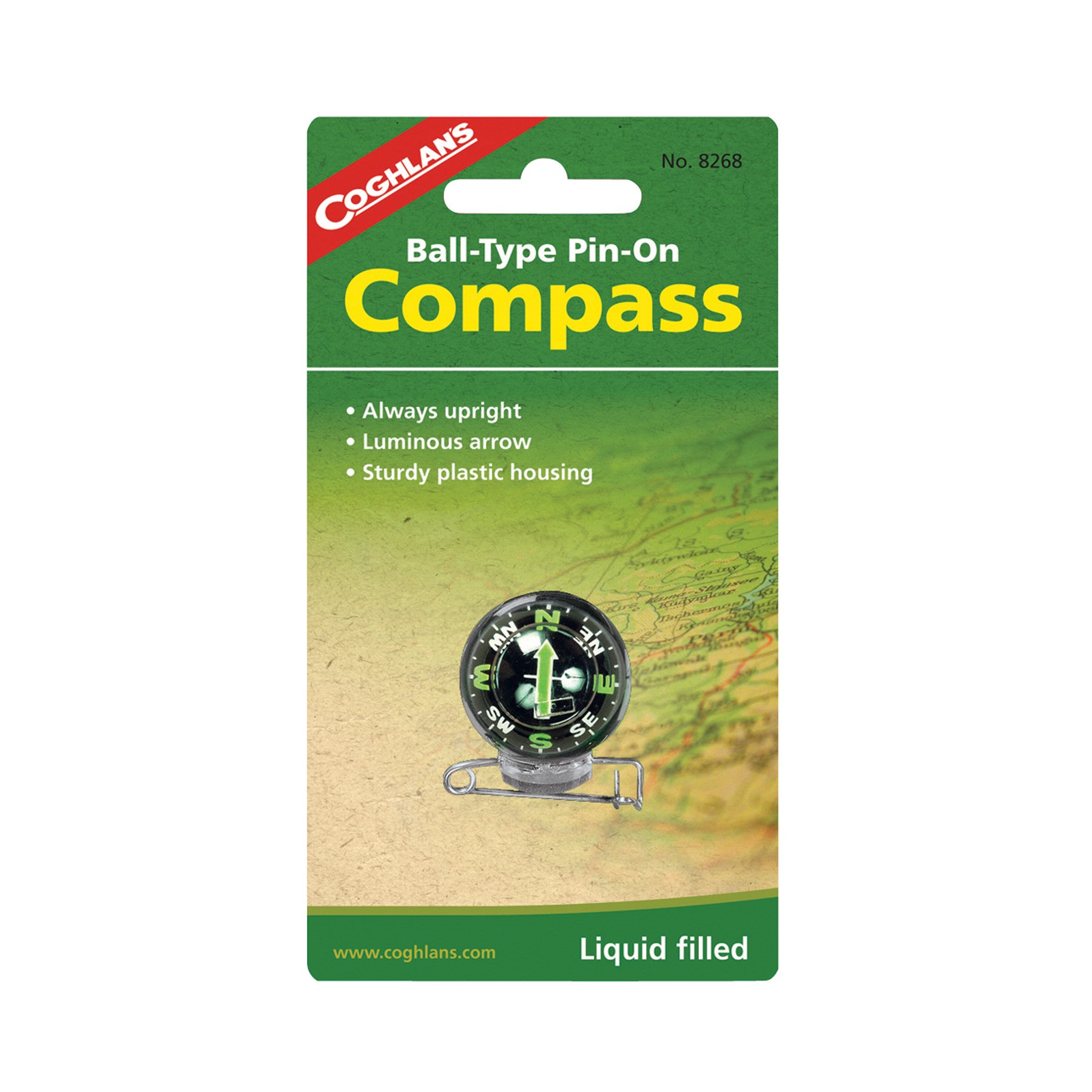 Coghlan's Ball Type Pin Compass - Compact Hiking Compass for Outdoor Navigation, Camping, Backpacking & Survival Gear - Durable & Reliable for Hikers, Hunters & Adventurers