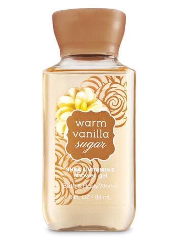 Bath & Body Works Warm Vanilla Sugar Shower Gel Travel Size 3 fl oz - Moisturizing Body Wash for Women & Men, Perfect for Vacation, Gym & On-The-Go Use