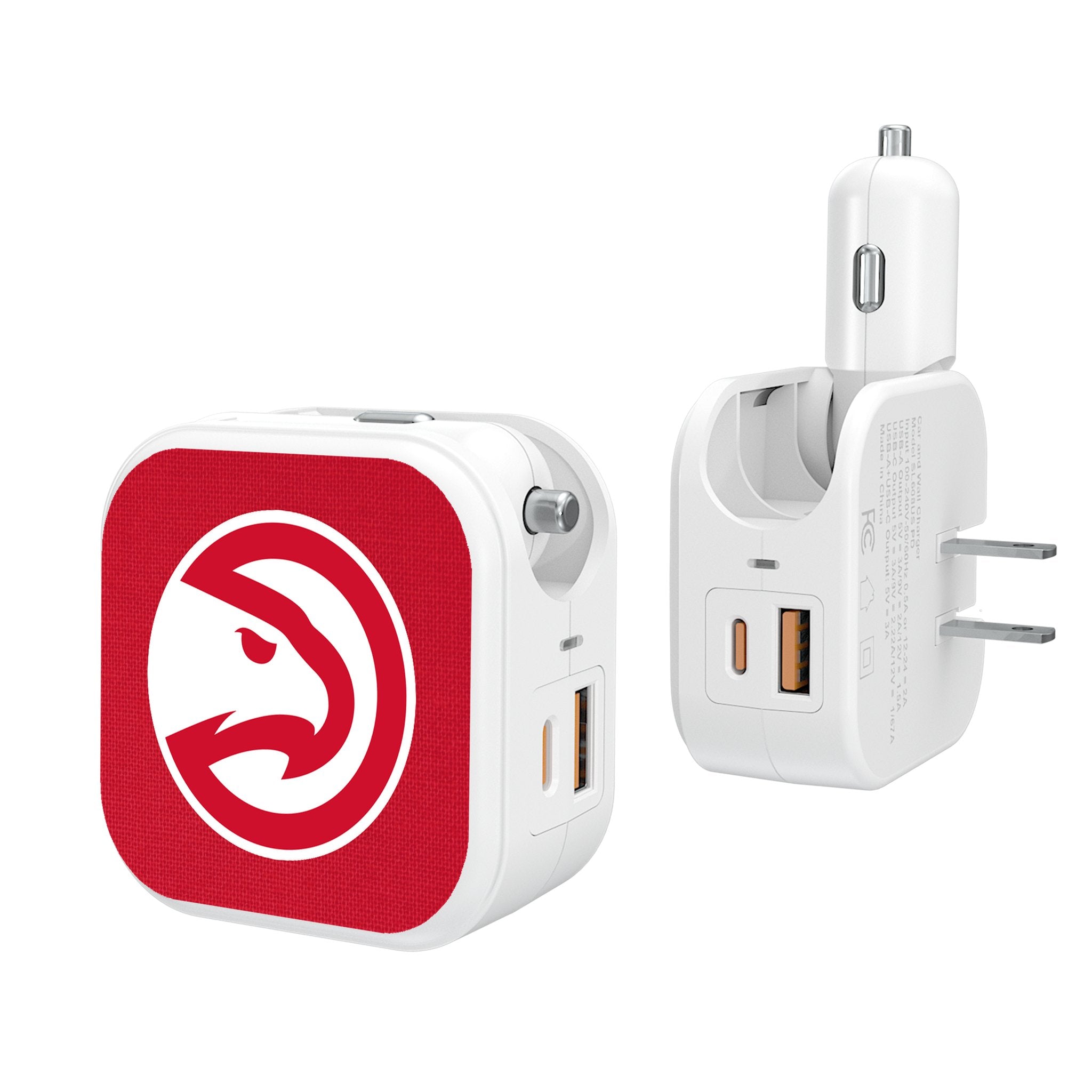 Atlanta Hawks 2-in-1 USB Fast Charger - Dual Port Phone Charging Cable for iPhone & Android - Perfect for Home, Office & Travel