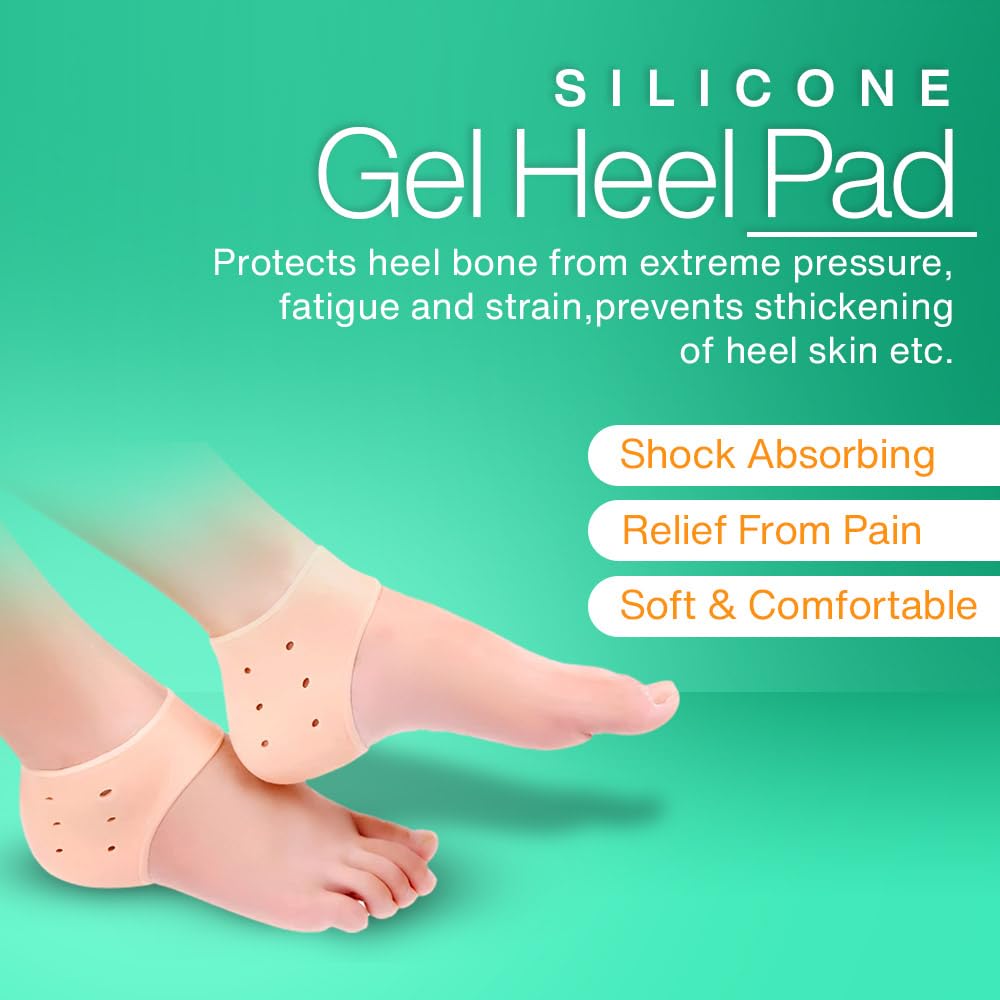 Stepify Silicone Heel Pads for Pain Relief - 3 Pack Gel Cushion Inserts for Women & Men, Breathable Soft Heel Support Socks, Comfortable Foot Care Solution for Heel Spurs, Plantar Fasciitis - Perfect for Running, Walking, Work & Daily Activities