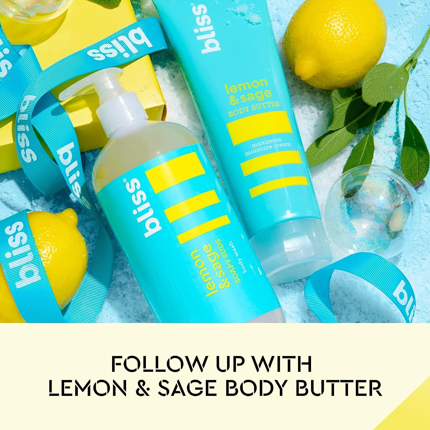 Bliss Lemon & Sage Trio Set: Hydrating Body Wash, Exfoliating Scrub & Nourishing Body Butter for Soft, Glowing Skin – Perfect for Daily Shower Routine & Spa-Like Self Care at Home