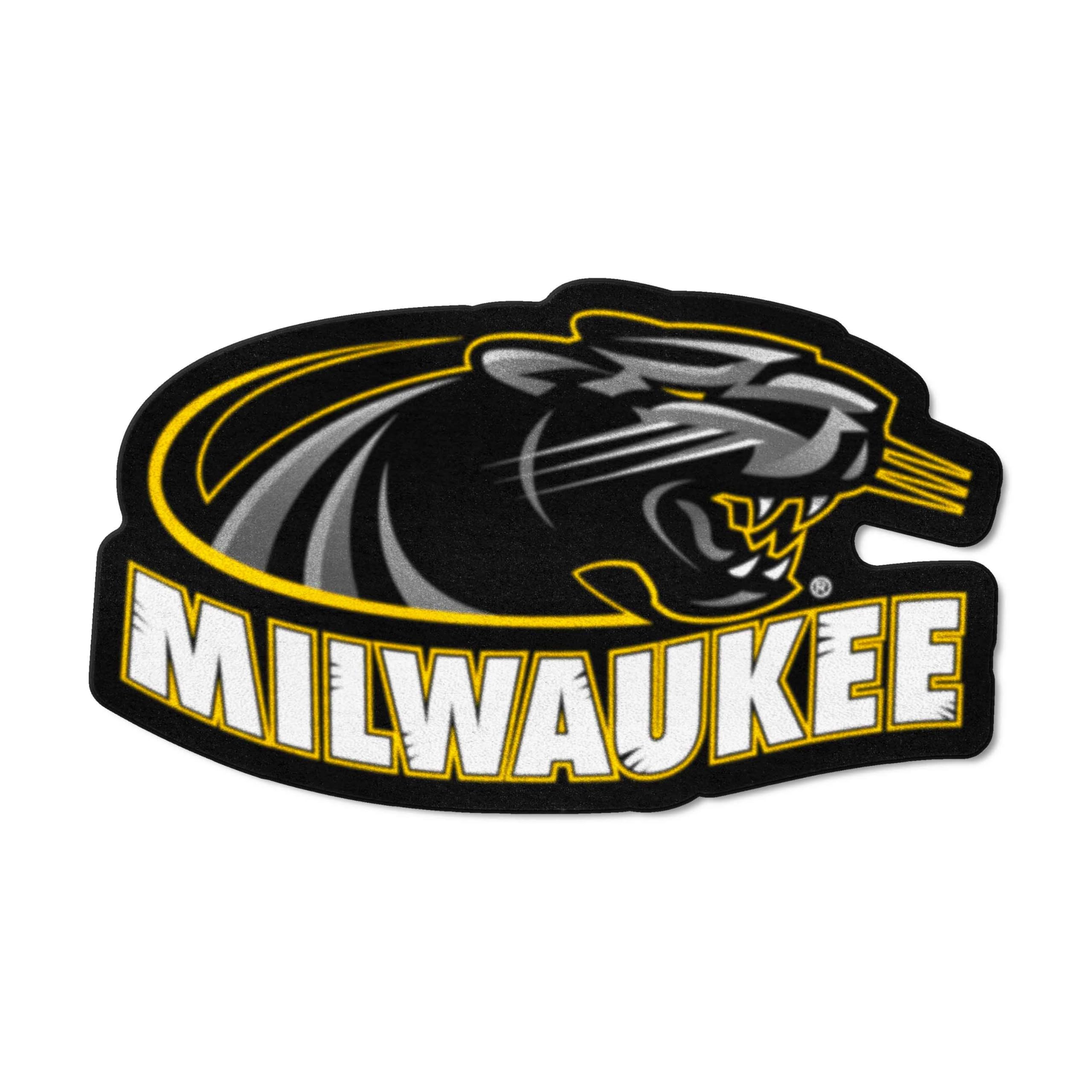 Official FANMATS University of Wisconsin-Milwaukee Panthers Mascot Rug - Non-Slip College Team Logo Carpet for Dorm Room, Game Day Decor & Fan Cave