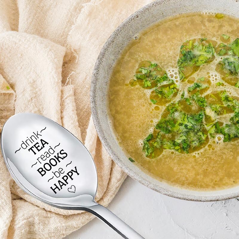 Tea Spoon Gift Set for Book Lovers - Stainless Steel Tea Spoons for Women & Men - Perfect for Tea Drinking & Reading - Great Graduation, Birthday Gifts for Students, Friends & Family - Ideal for Book Clubs, Cozy Reading Nooks & Tea Parties