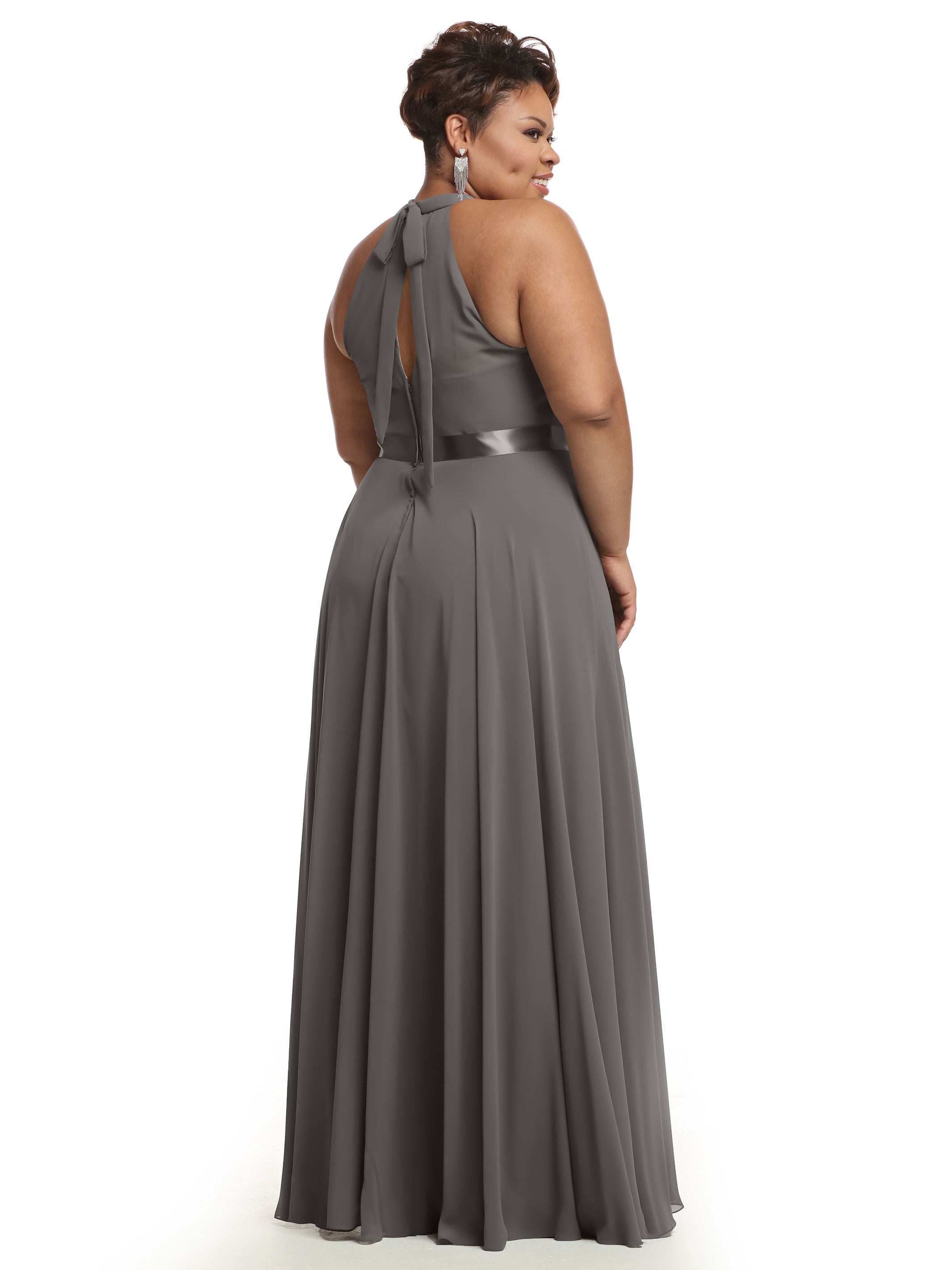 Elegant A-Line Chiffon Bridesmaid Dress with Halter Neckline - Perfect for Weddings, Prom & Formal Events | Style #80038