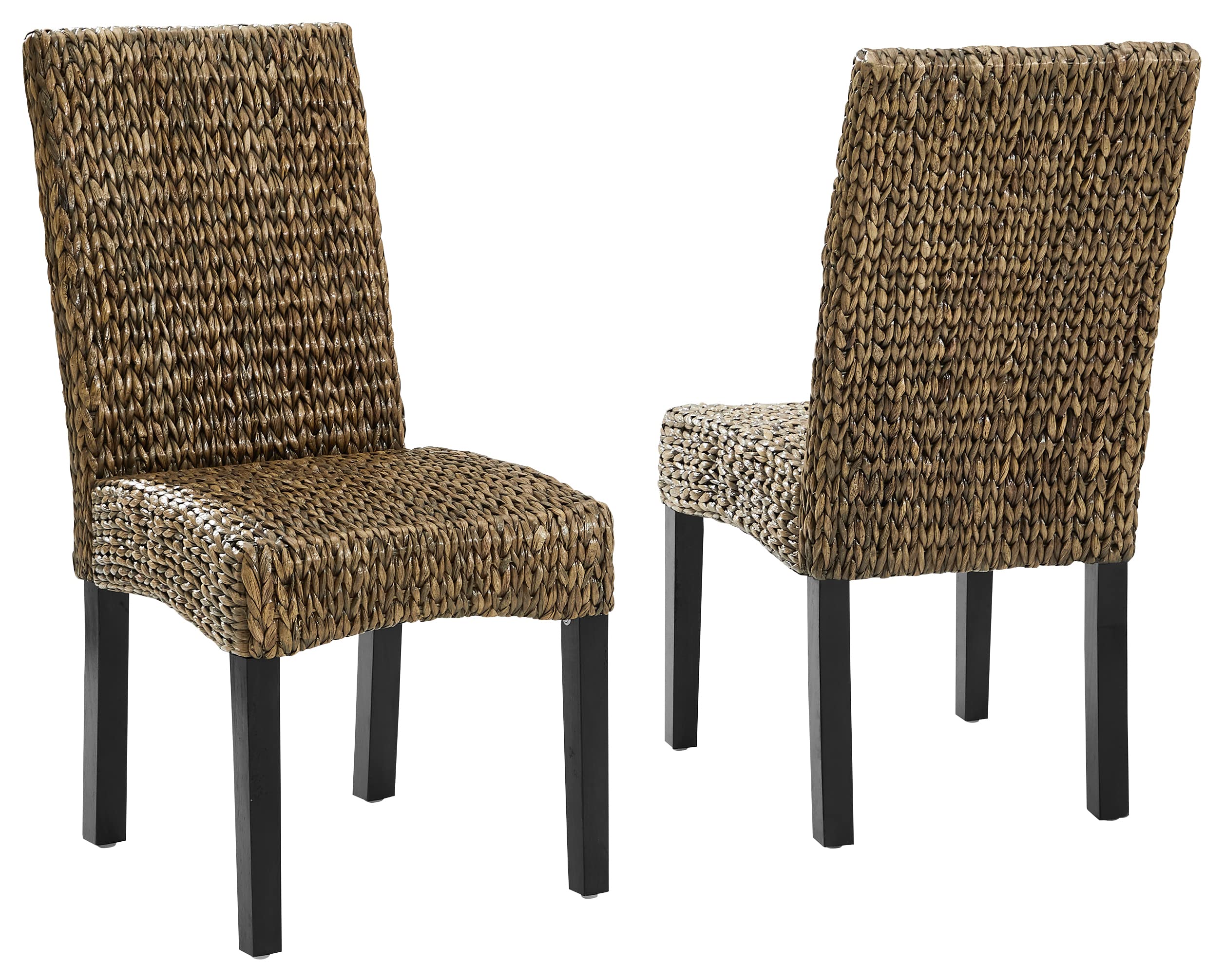 Crosley Edgewater Handwoven Natural Rattan Dining Chairs Set of 2 - Seagrass Wicker Chairs for Patio, Dining Room & Outdoor Use