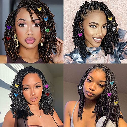 NAISKA 20Pcs Silver Butterfly Hair Clips - Dreadlock Accessories with Colorful Pendant Charms, Braid Beads & Cuffs - Hair Jewelry Gifts for Women (Perfect for Boho Style, Festivals, and Everyday Hair Styling)