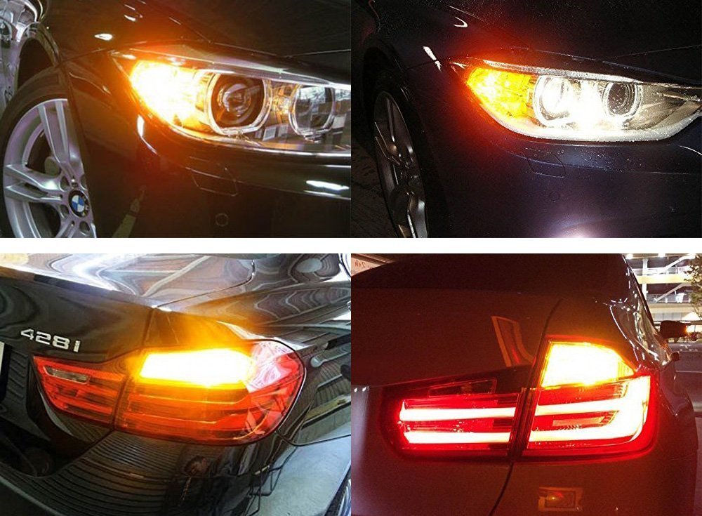 3X Brighter Amber CANBUS Error-Free LED Bulbs for BMW 1 2 3 4 Series - Front Turn Signal Lights - Upgrade Your Car's Style & Visibility for Day & Night Driving