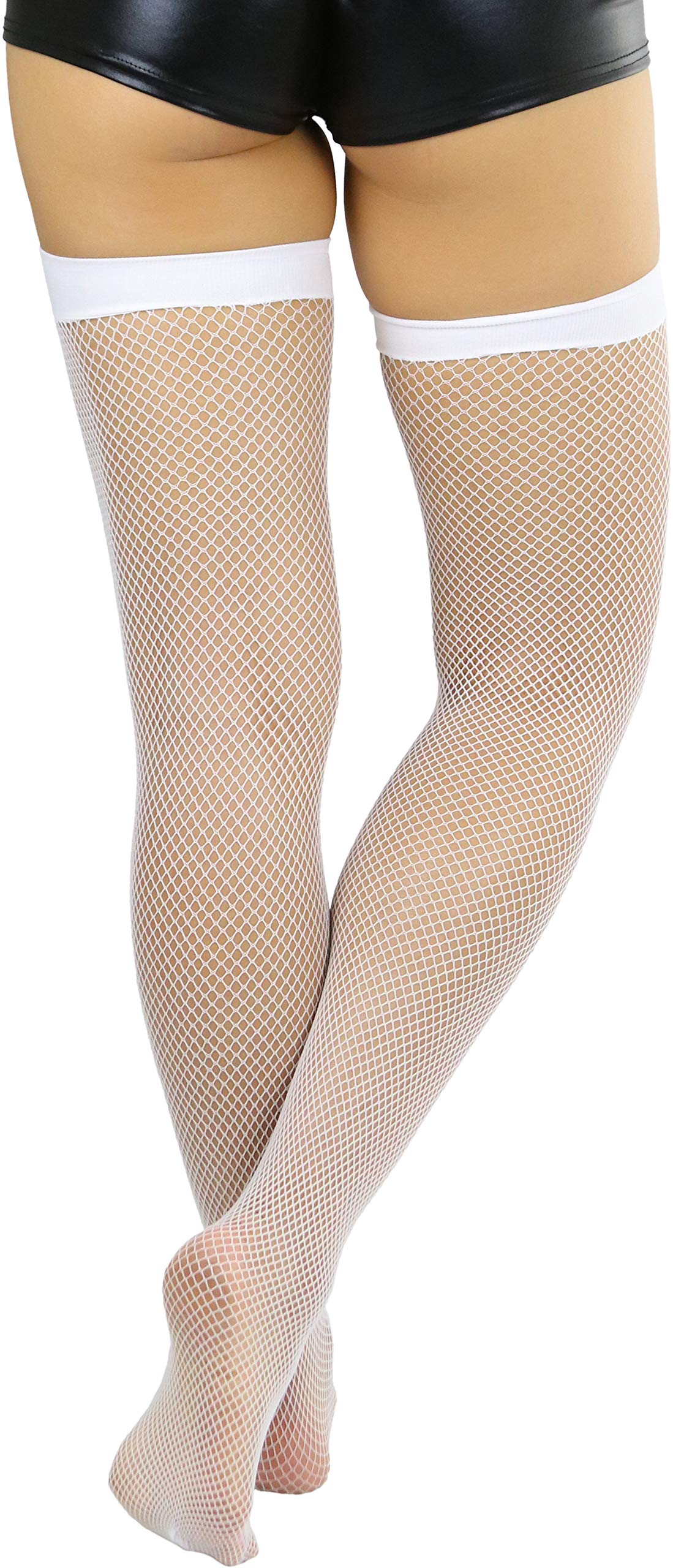 ToBeInStyle Women’s Sexy Fishnet Thigh High Stockings with Satin Bow - Fashionable Hosiery for Party, Cosplay & Date Night Outfits