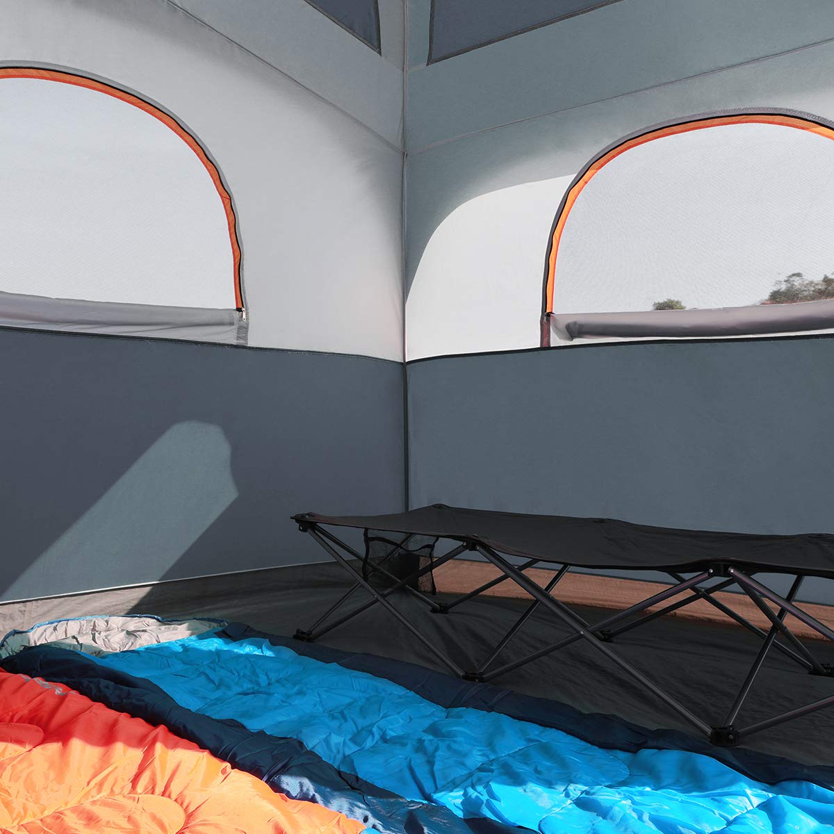 UNP 6-Person Waterproof Windproof Family Camping Tent - Easy Setup Double Layer Design with 1 Mesh Door & 5 Large Windows (10'x9'x78