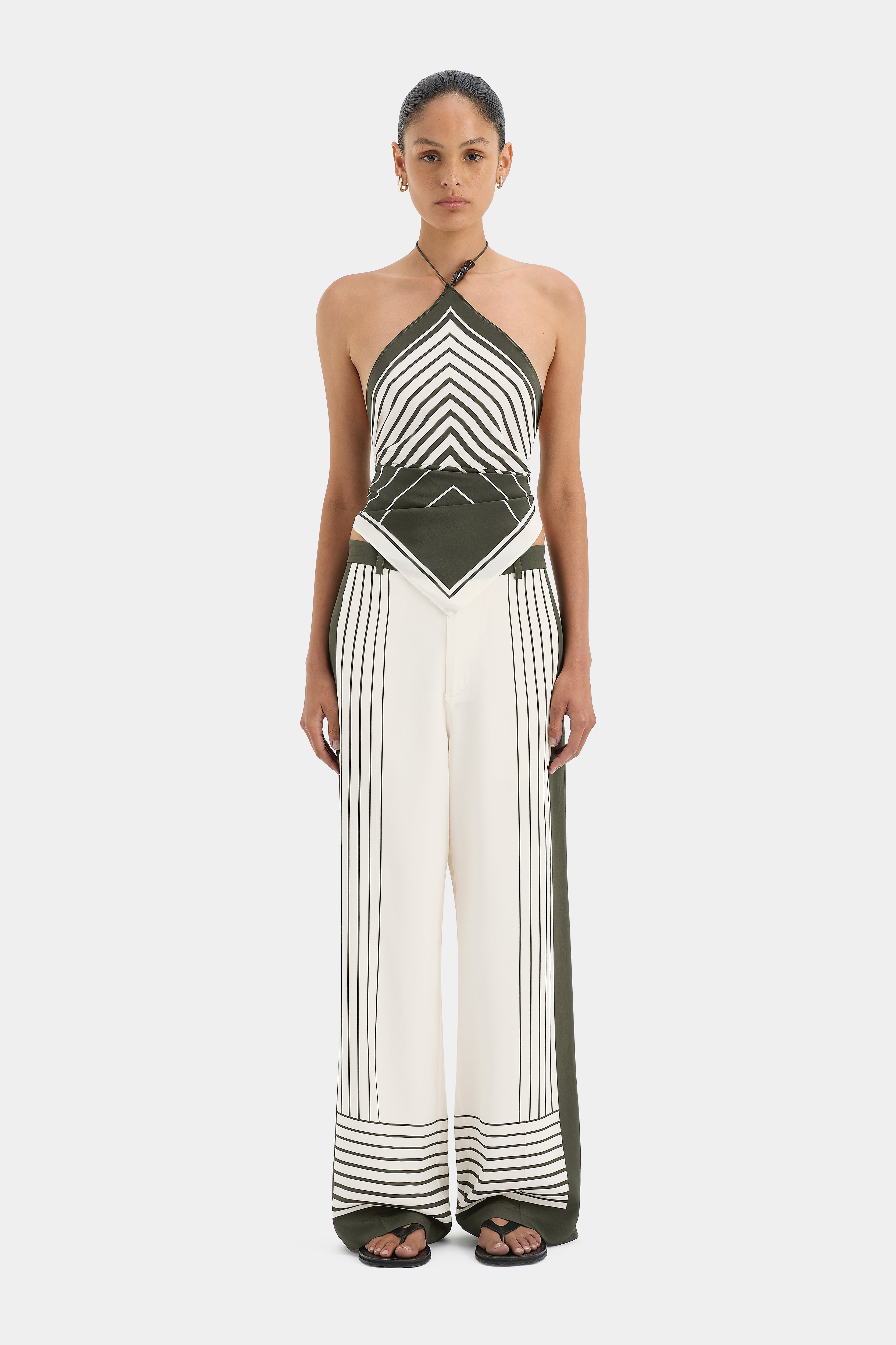 Leilana Garden Stripe Scarf - Lightweight Fashion Scarf for Women - Perfect for Spring Outfits, Office Wear & Travel Accessories