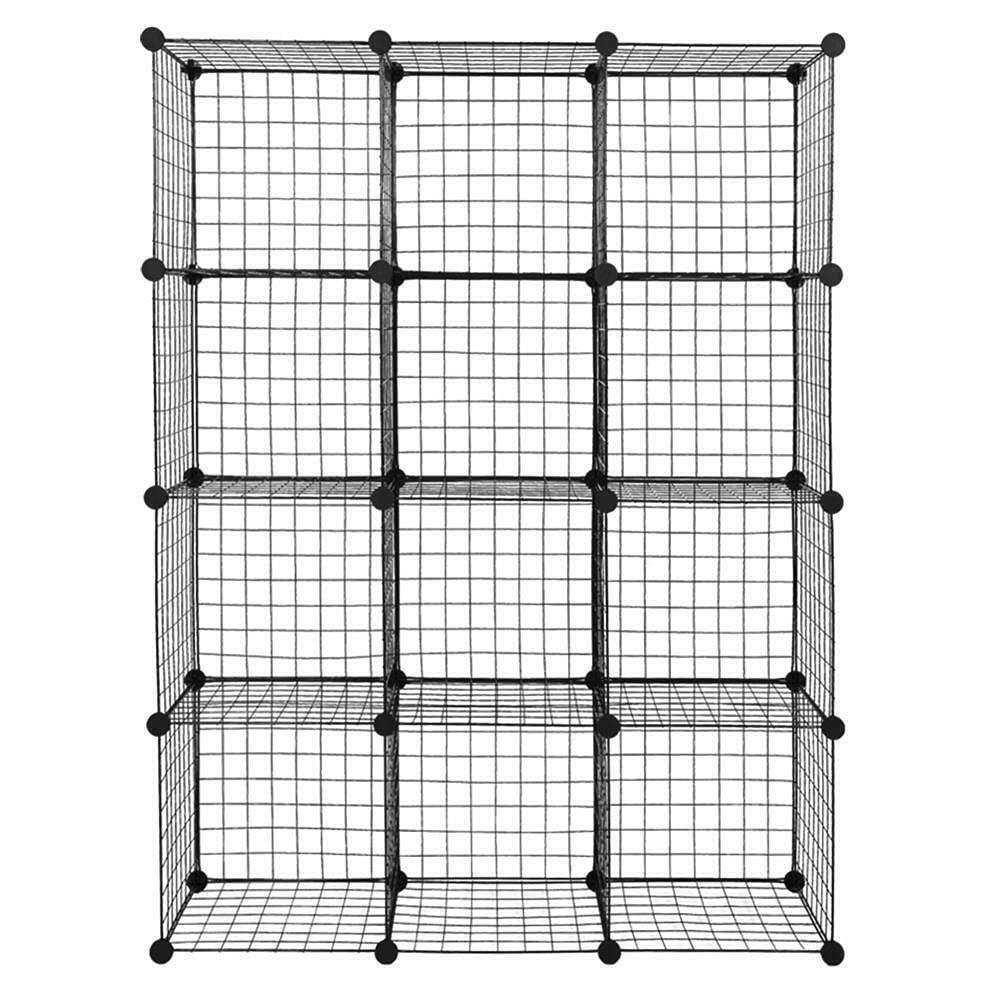 12 Cube Wire Grid Organizer Bookcase - Storage Cabinet & Wardrobe Closet Shelves for Home Office Organization | Bookshelf, Wall Shelf & Bedroom Decor | Perfect for Living Room, Dorm & Closet Storage