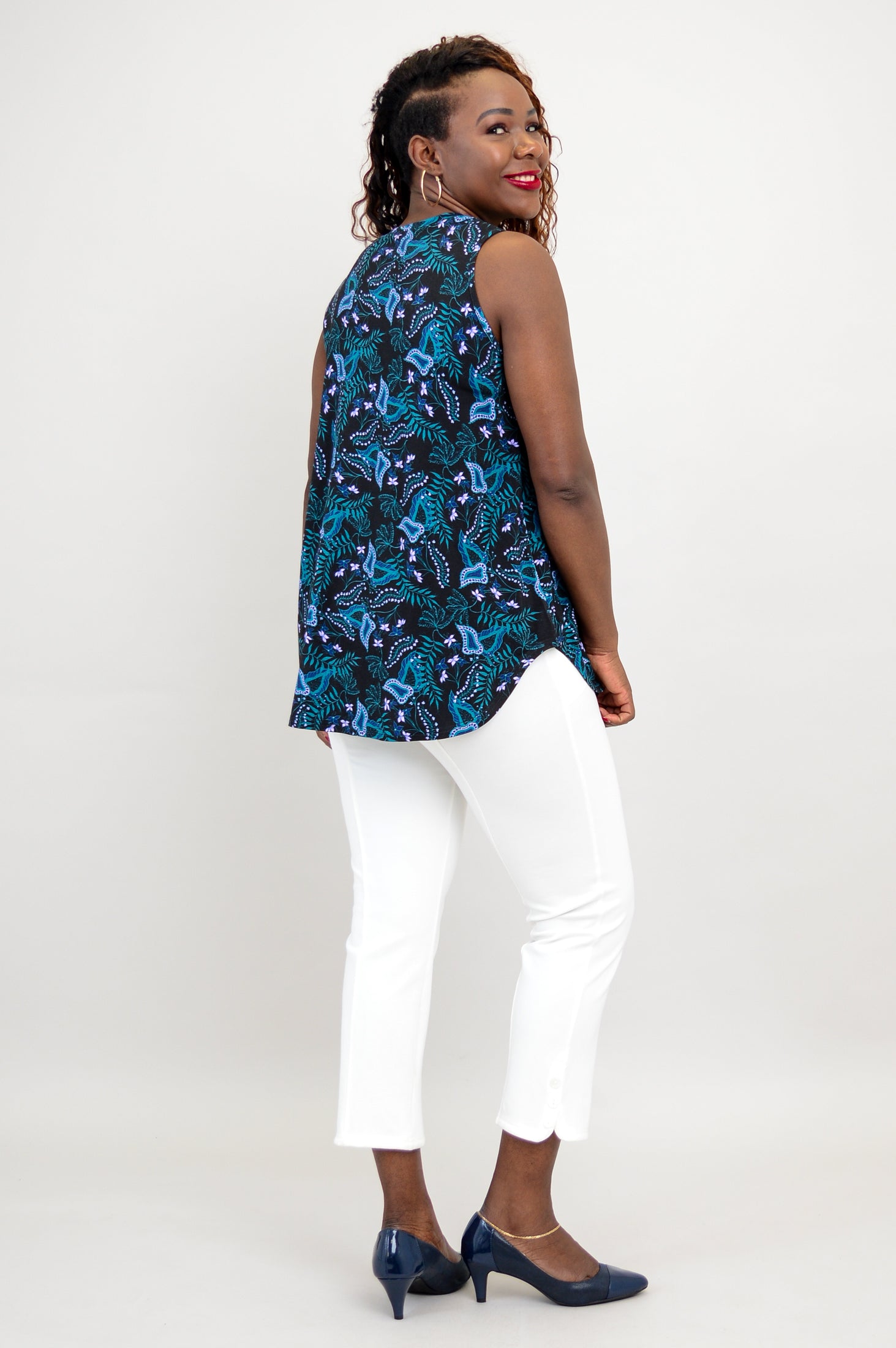 Jazz Tank Top - Fantasia Bamboo Print Women's Casual Shirt | Perfect for Summer Outfits, Beach Wear & Music Festivals