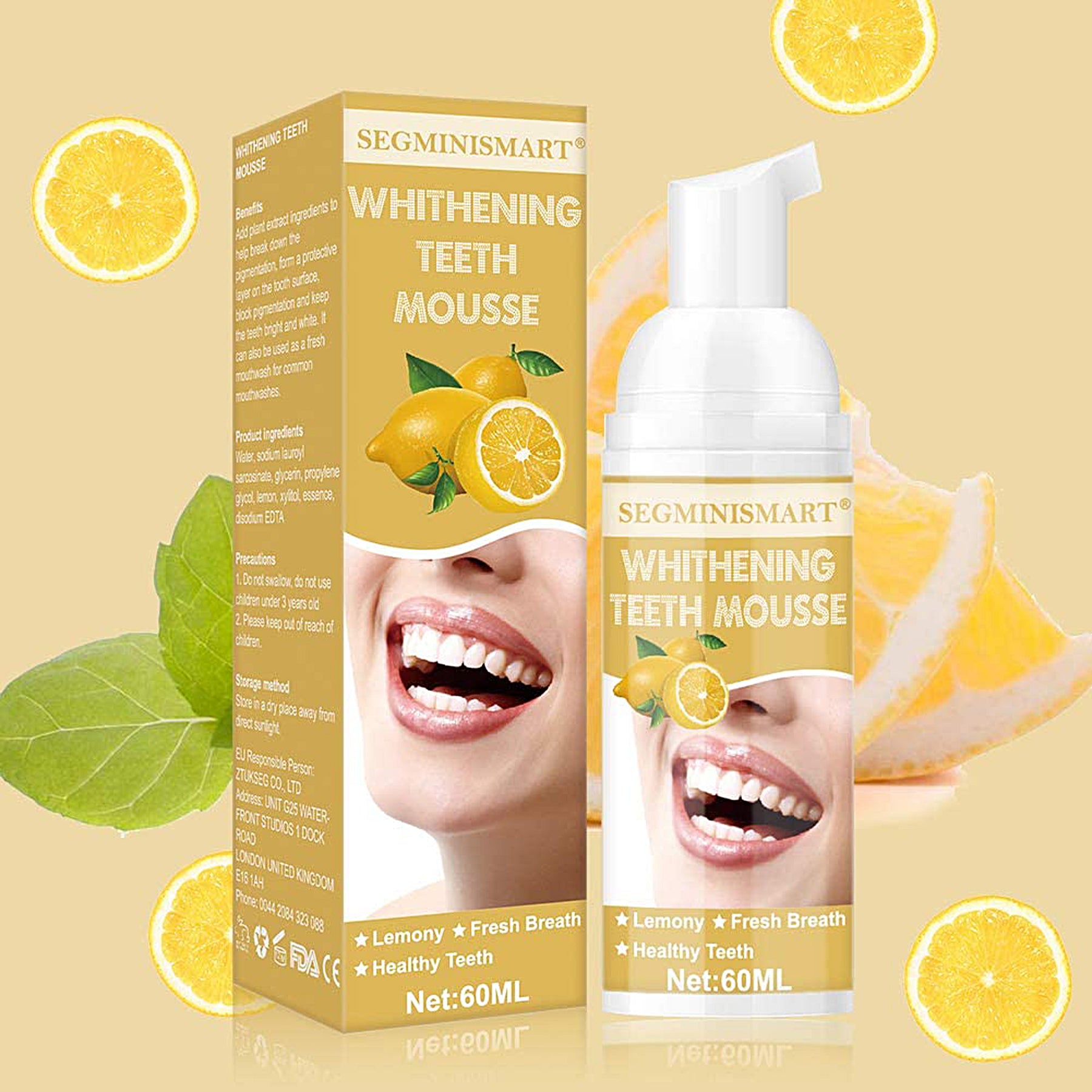 IGIA Total White Foam Toothpaste - Lemon Flavored Whitening Toothpaste for Fresh Breath & Stain Removal | Perfect for Morning Routine & Travel