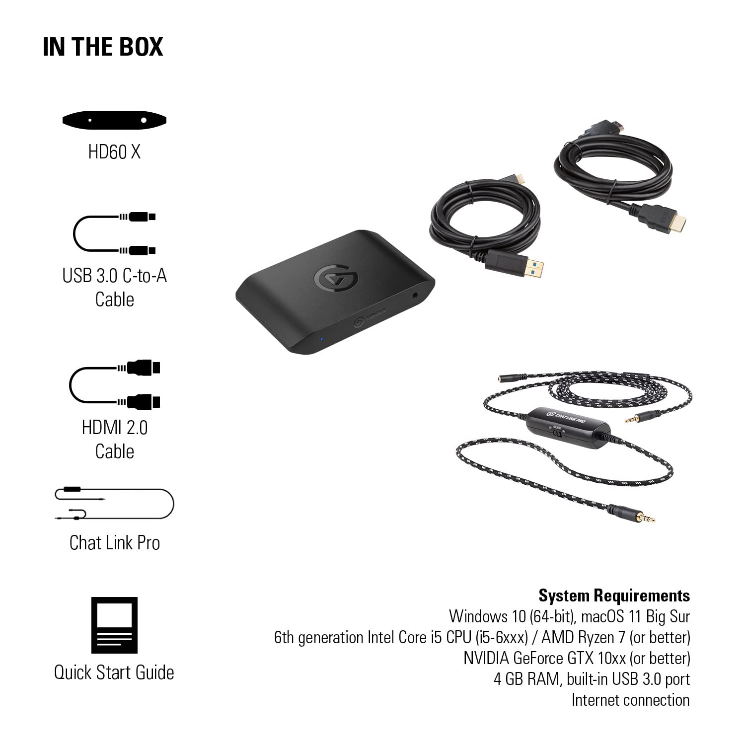Elgato HD60 X External Capture Card for Streaming & Recording - Chat Link Pro Audio Adapter Included - Perfect for Twitch, YouTube & Game Capture