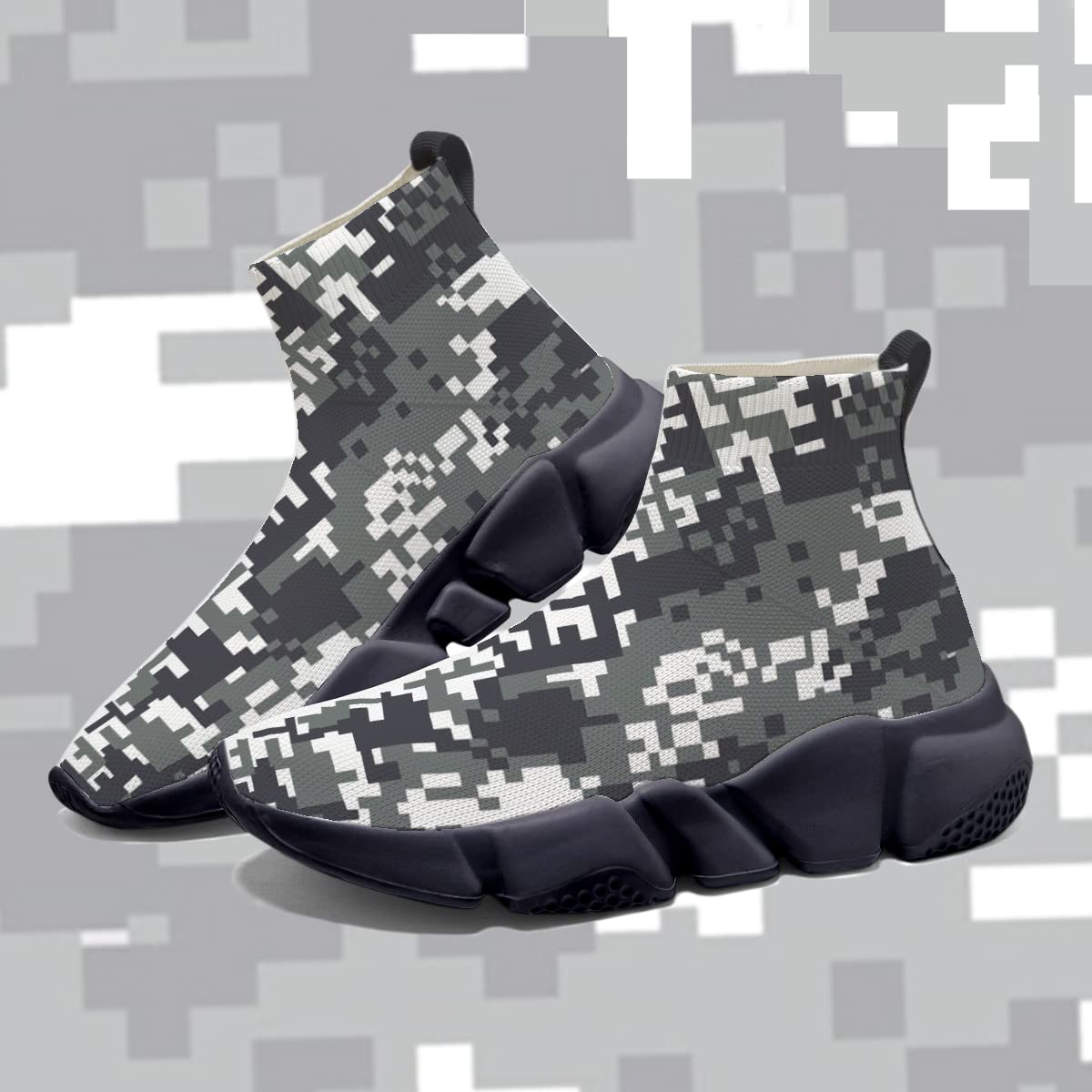 Hetios Men's Camouflage Running Shoes - Lightweight Breathable Walking Shoes for Workout & Casual Wear | Non-Slip Sock Sneakers for Gym, Hiking & Outdoor Activities