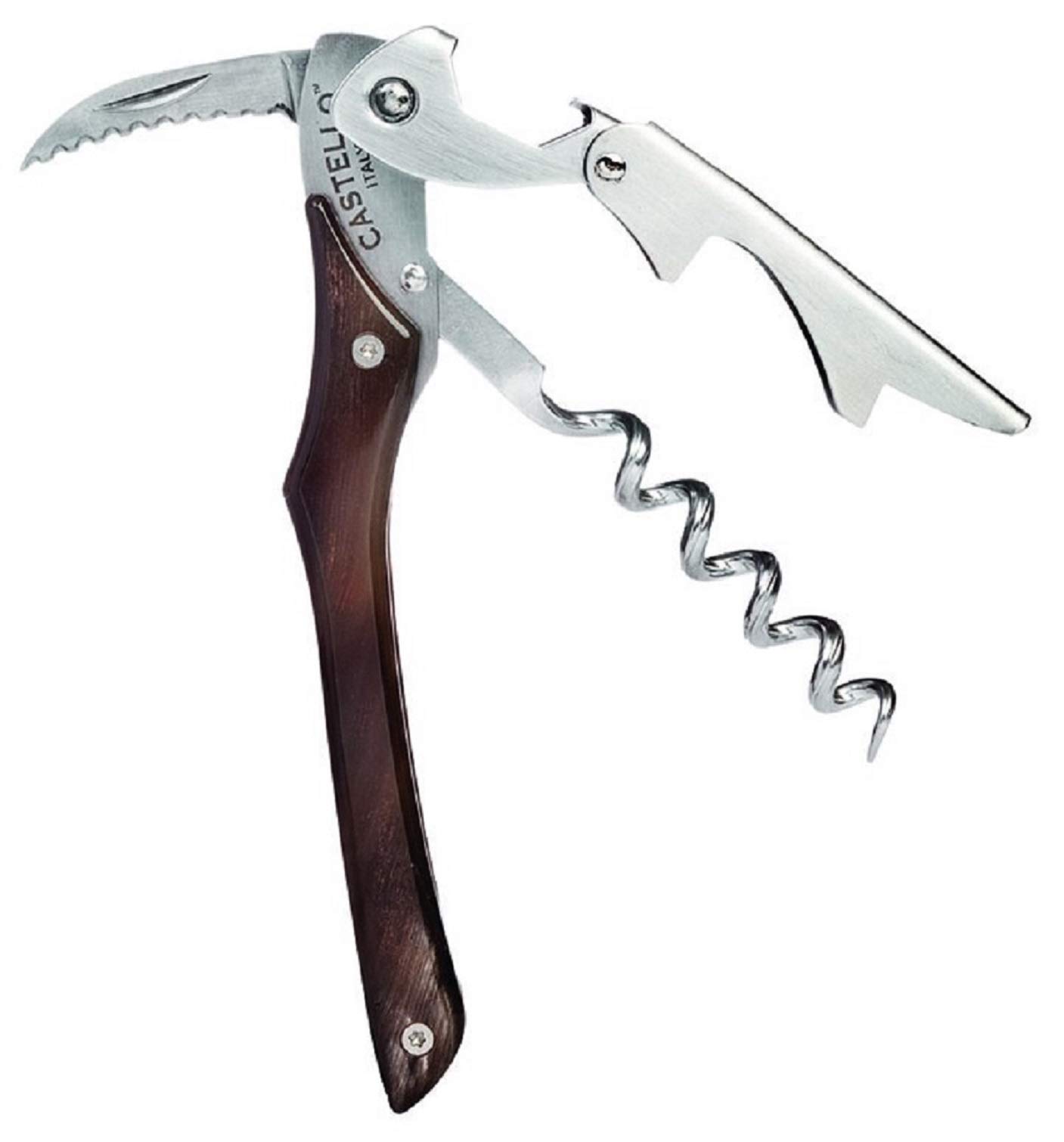 Castello™ Waiter's Corkscrew with Genuine Buffalo Horn Handle - Premium Silver Gift Box for Wine Lovers | Perfect for Restaurants, Bars, and Home Wine Openings