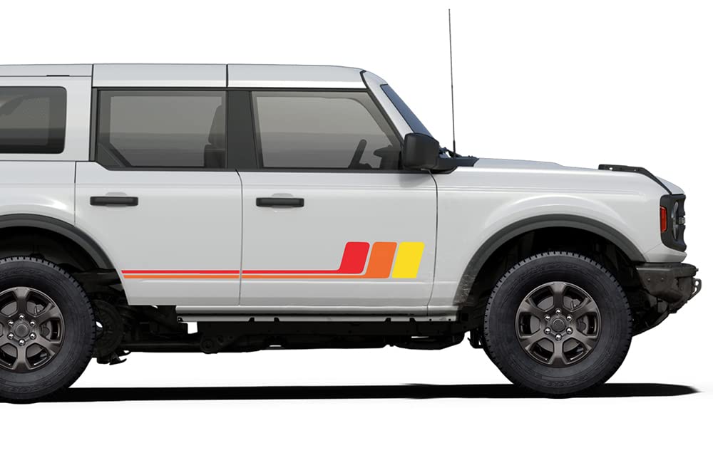 Vintage Retro Stickers Vinyl Decals for Ford Bronco - Waterproof 3 Color Pack (Yellow, Orange, Red) - Perfect for Car Decoration, Laptop & Water Bottle Customization