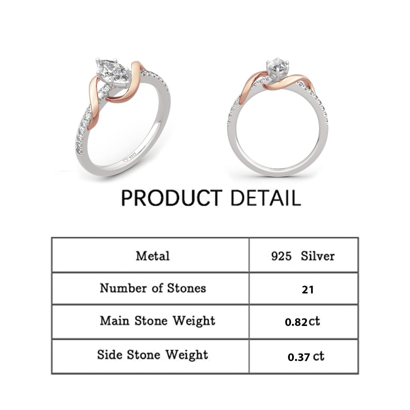 Jeulia Marquise Cut Sterling Silver Ring for Women - Elegant Engagement, Anniversary & Promise Ring - Valentine's Day Gift with Jewelry Box | Perfect for Proposals, Weddings & Romantic Occasions