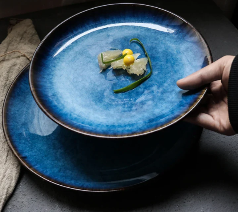 Vibrant Glaze Ceramic Shallow Plate - 8 Inch Appetizer Dish for Tapas, Desserts & Party Serving | Durable & Stylish Dinnerware for Home & Restaurant Use