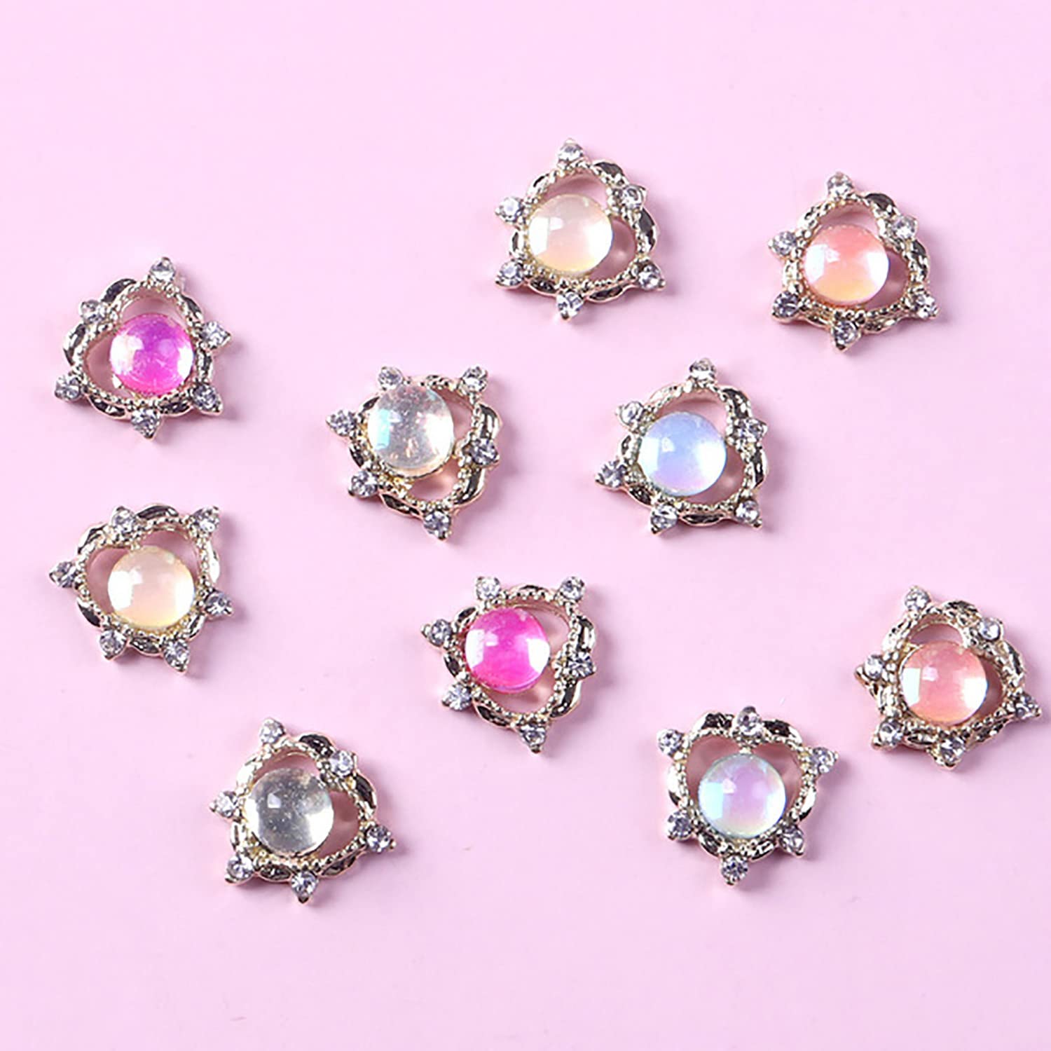 32pcs 3D Gold Nail Charms - Glass Nail Crystals & Gems for Acrylic Nails, Manicure, DIY Nail Art Decorations - Perfect for Parties, Weddings, and Special Occasions