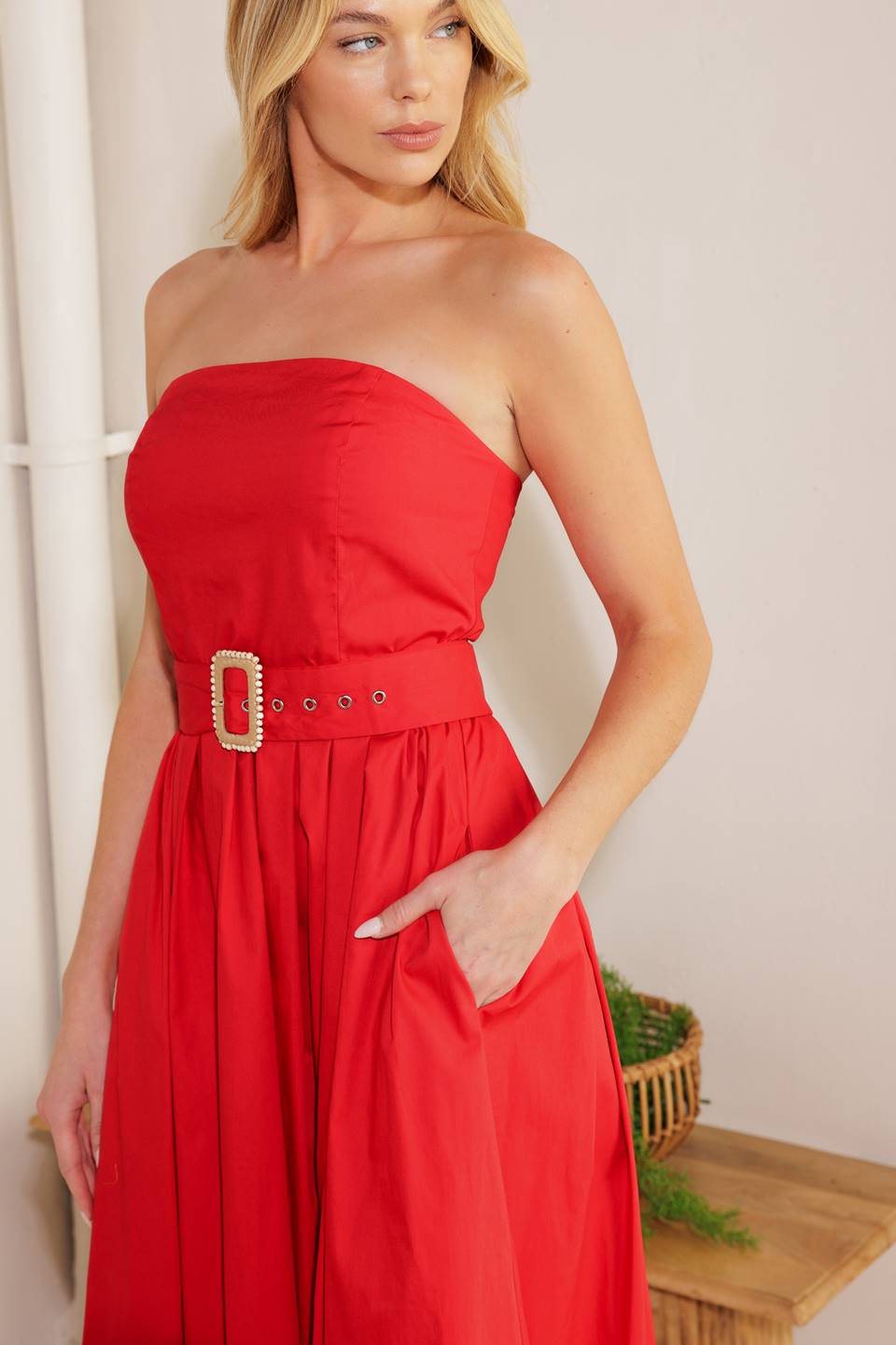 DAYS THAT FADE Woven Midi Dress - Flowy Boho Summer Dress for Women, Beach Wedding Guest Outfit