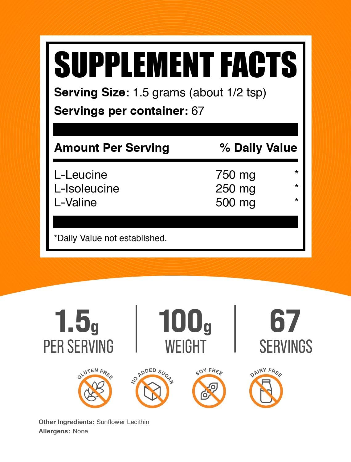 BulkSupplements BCAA 3:1:2 Powder - Unflavored Branched Chain Amino Acid Supplement for Muscle Recovery & Workout Performance - Gluten Free, 1.5g per Serving, 100g (3.5 oz) - Ideal for Post-Workout, Fitness & Bodybuilding