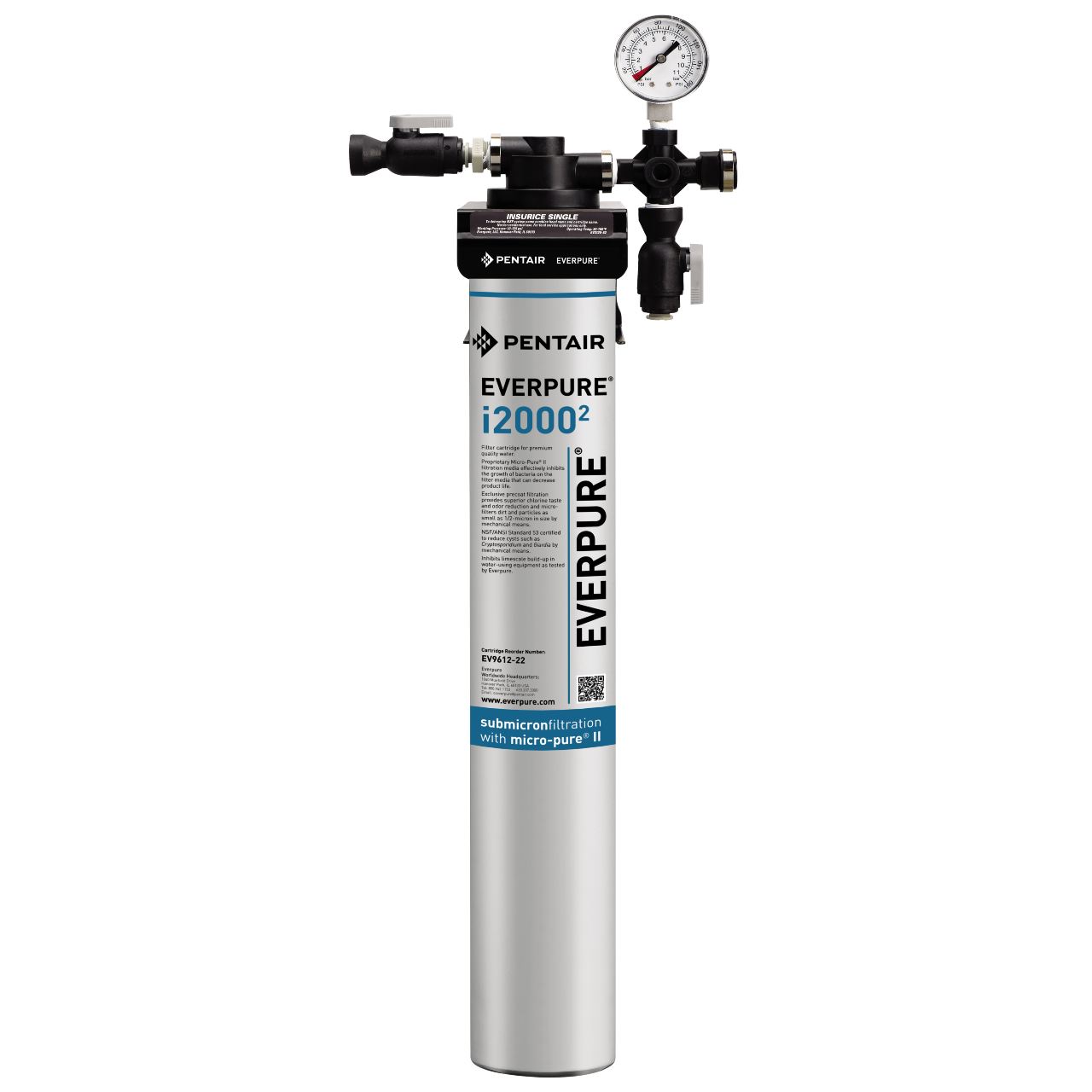 Everpure EV932401 Insurice Single i2000² Water Filtration System - Pure Drinking Water for Home & Office Use
