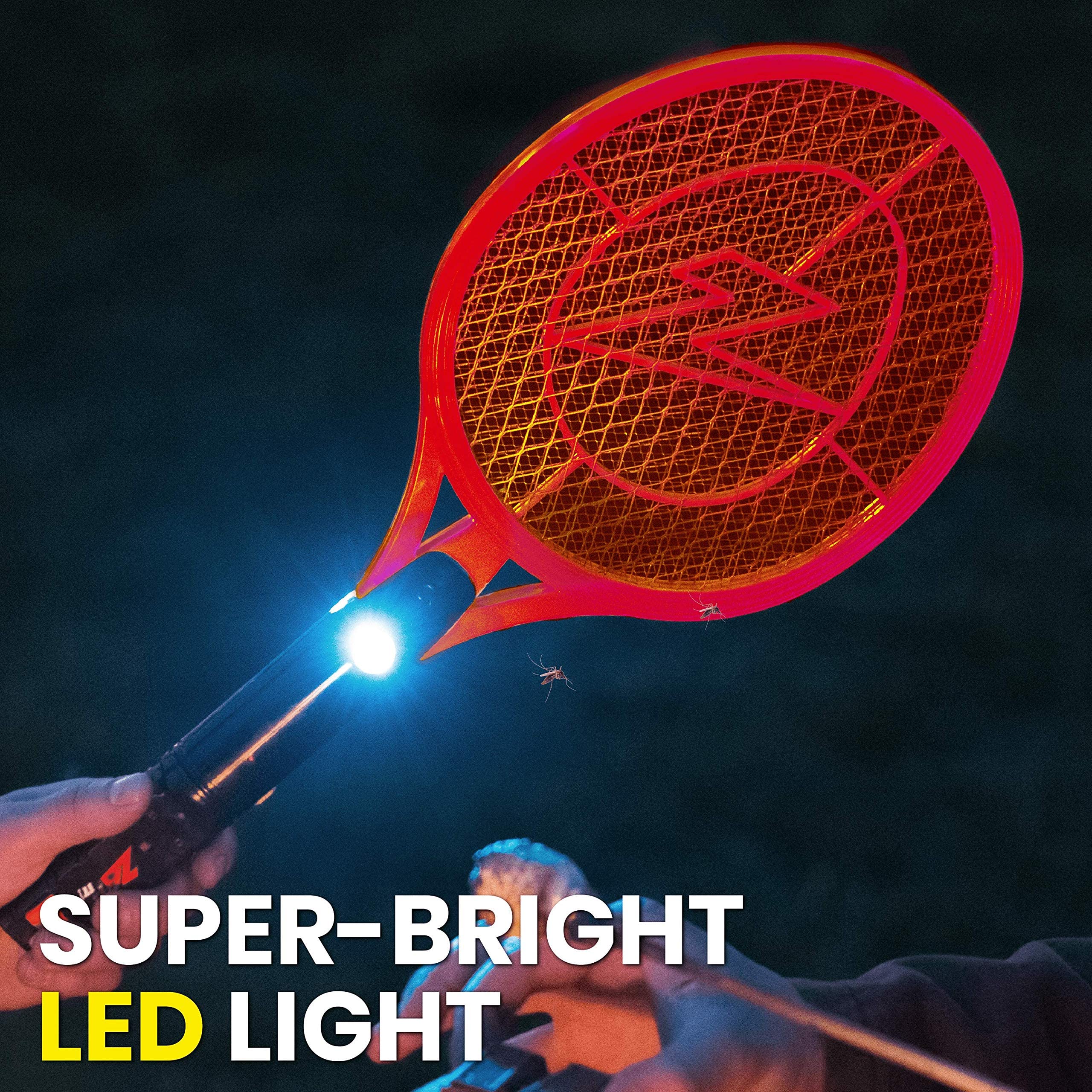 ZAP IT! Rechargeable Electric Bug Zapper Racket - 4000V USB Fly Swatter for Mosquitoes & Insects | Indoor/Outdoor Pest Control for Home, Camping & Backyard (Red)