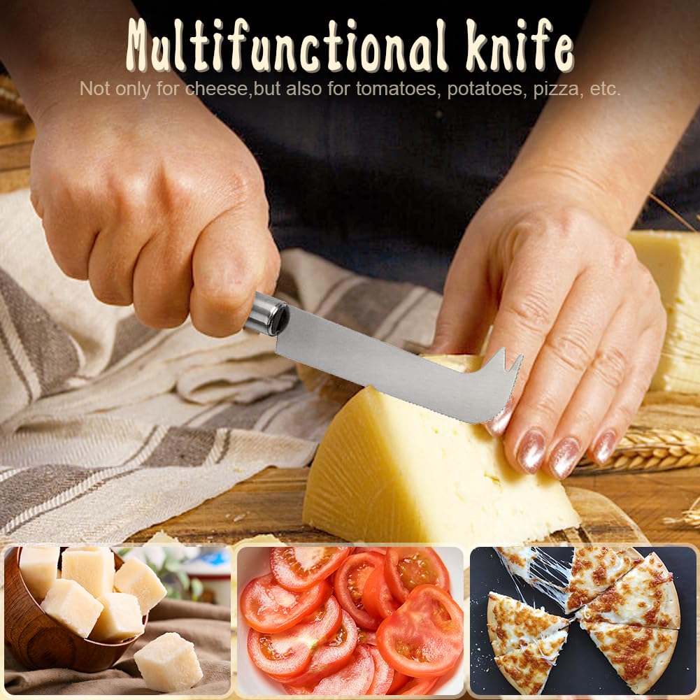 2 Pack Stainless Steel Cheese Slicer & Knife Set - Professional Block Cheese, Butter & Avocado Cutter - Silver Kitchen Utensils for Cheese Platters, Charcuterie Boards & Food Prep