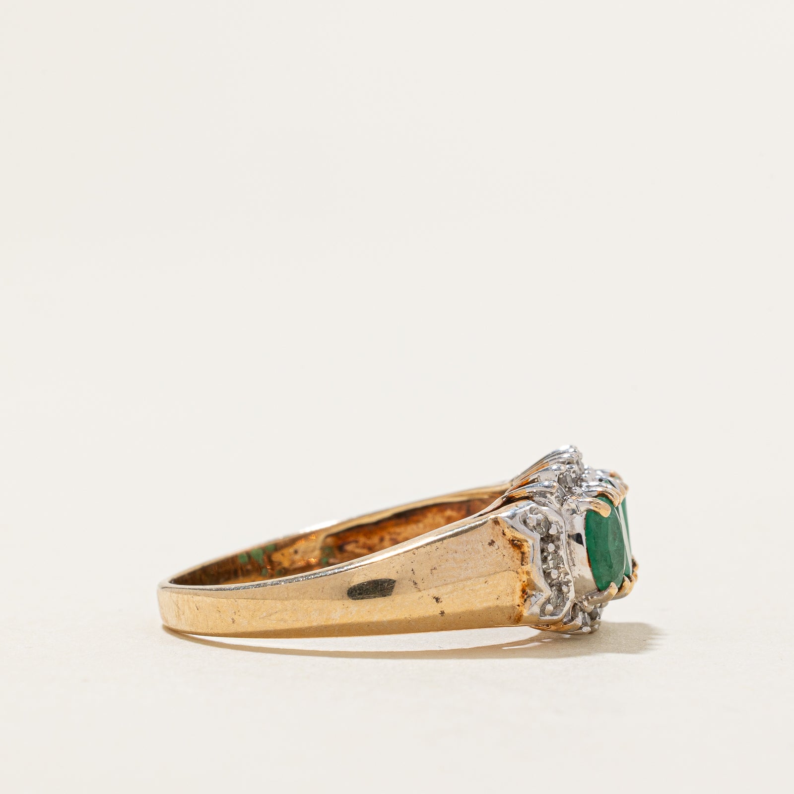 Emerald & Diamond Ring - 0.75ctw Emerald & 0.12ctw Diamond - Size 8 - Elegant Wedding, Engagement & Anniversary Jewelry Gift for Women