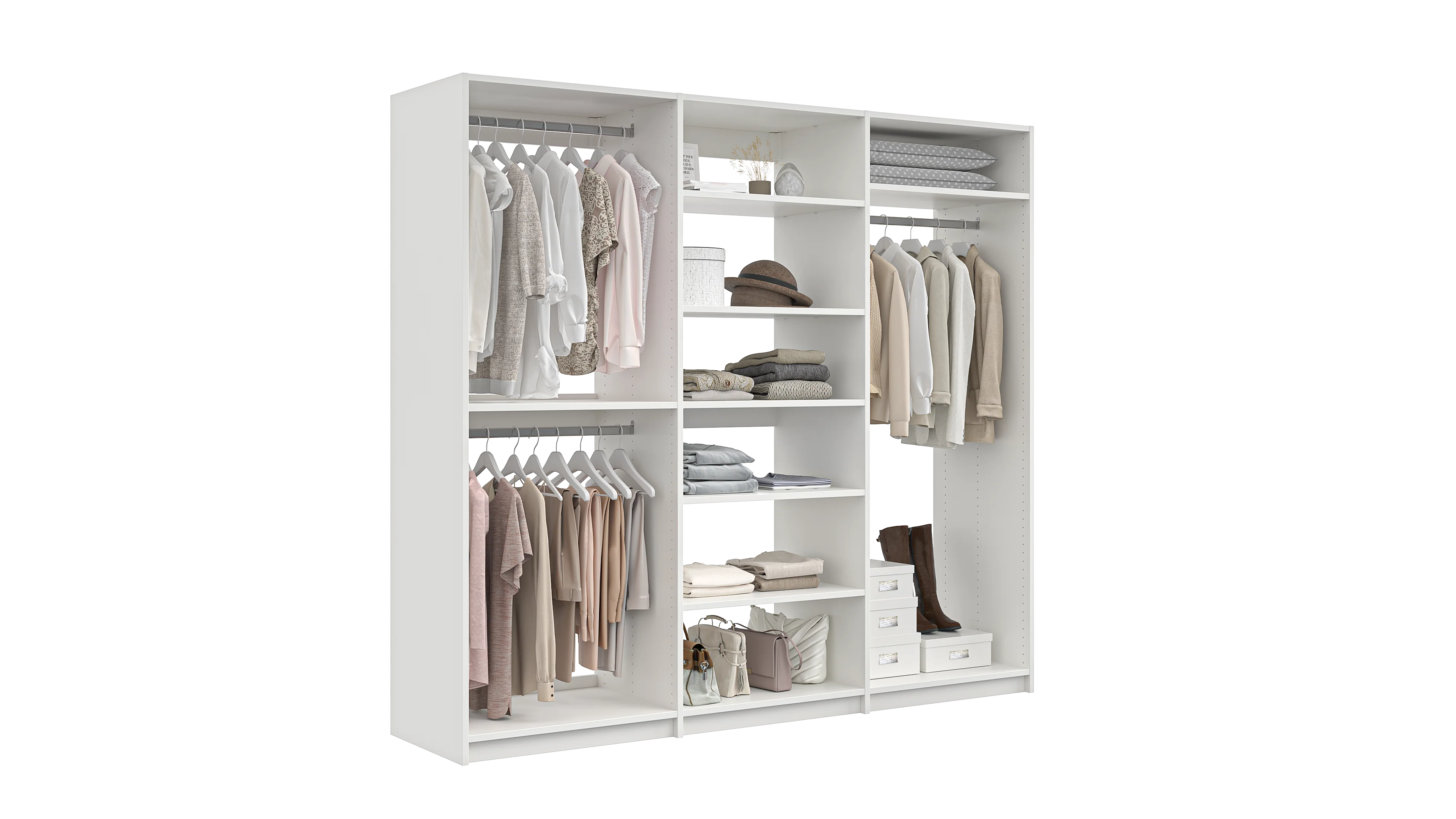 Milano Wardrobe Kit - Adjustable Shelves & Hanging Organizer for Closet Storage | Perfect for Bedroom, Walk-in Closet, and Dorm Organization
