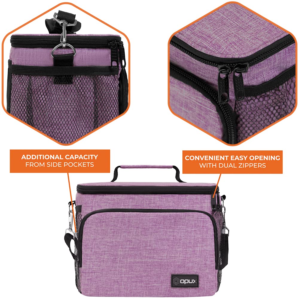 Insulated Lunch Bag for Men & Women - Leakproof Soft Lunch Box for Office, Work, School & Picnic - Shoulder Strap Cooler Bag for Kids, Adults, Boys & Girls - Medium Lunch Tote in Heather Purple - Perfect for Meal Prep, Daily Commute & Outdoor Activities