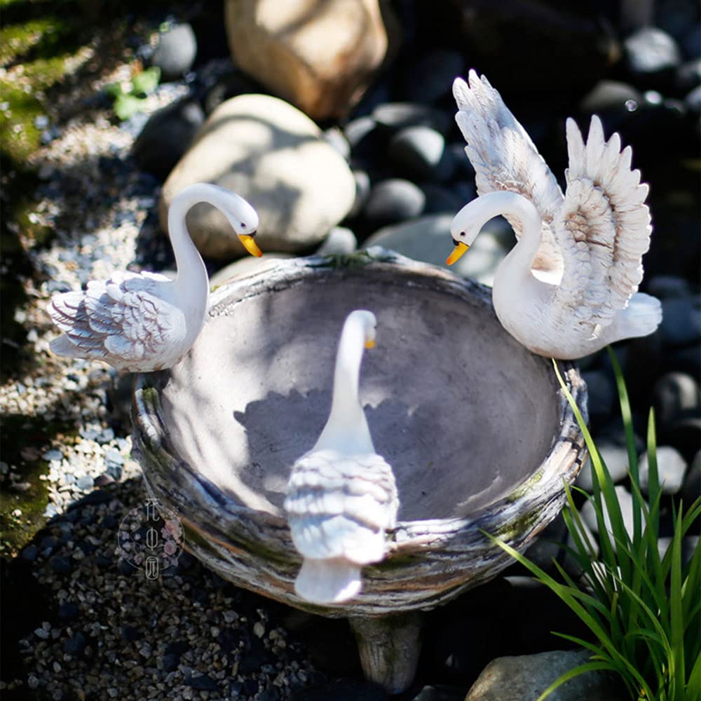 3-Piece White Swan Garden Statue Set - Elegant Figurine Plant Pots & Flower Planters for Indoor & Outdoor Décor | Perfect for Home, Garden, and Patio Decoration