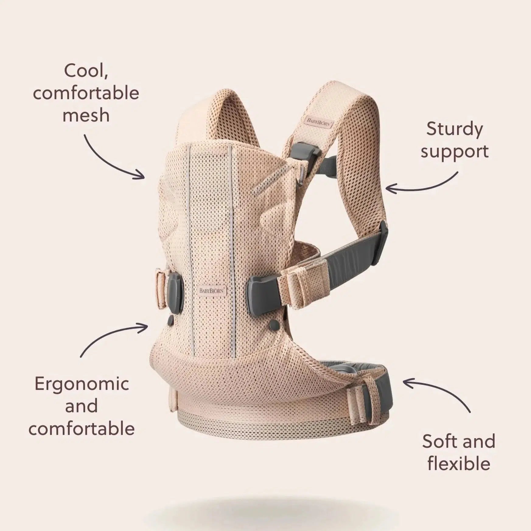 Baby Bjorn Baby Carrier One Air - Grey Beige | Ergonomic & Breathable Infant Carrier for Newborns to Toddlers | Perfect for Hiking, Travel & Everyday Use