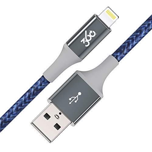 Premium 8ft Braided Lightning Cable - MFi Certified Fast Charging Cord for iPhone & iPad | Navy Blue | Durable & Tangle-Free | Perfect for Home, Office & Travel