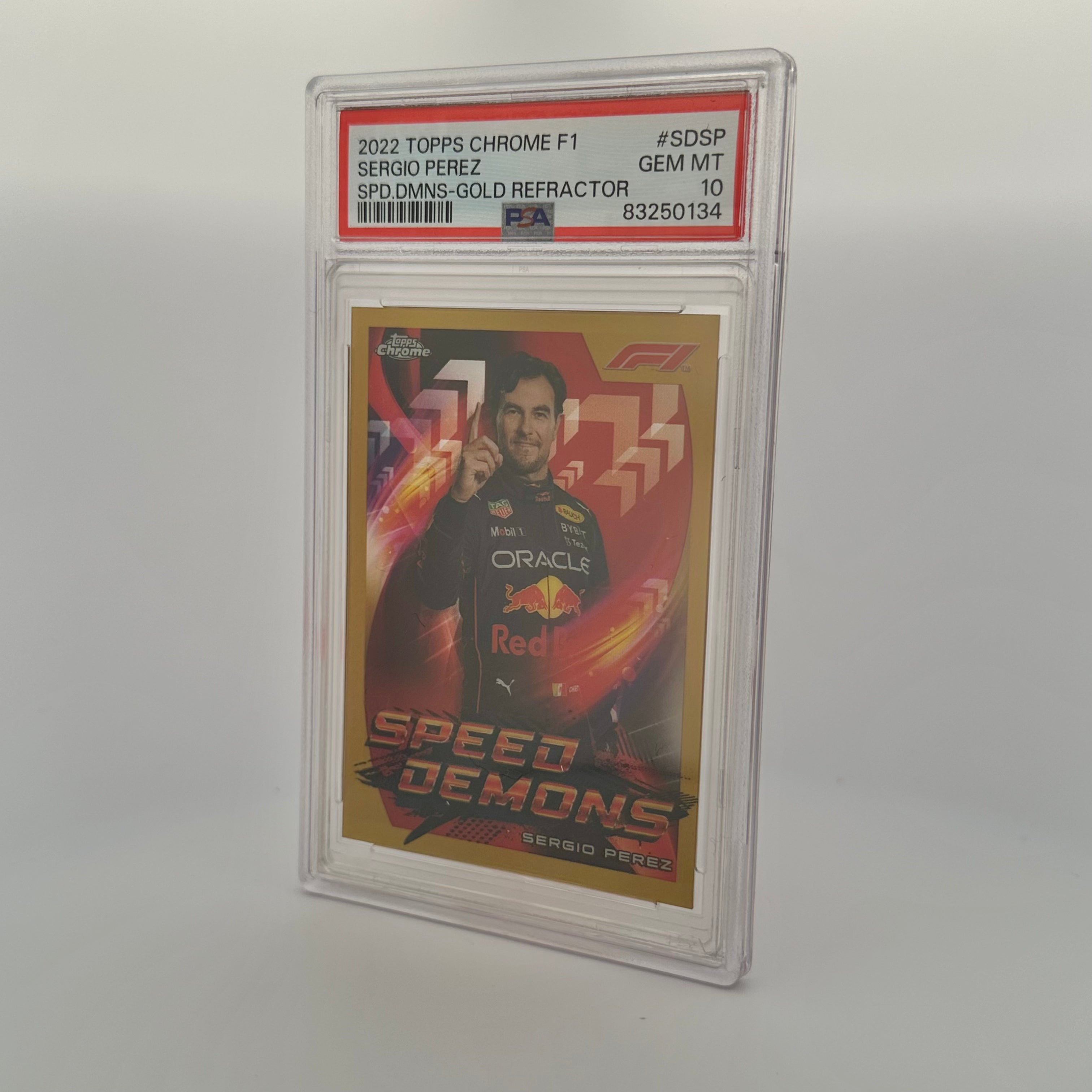 PSA 10 14/50 Sergio Perez #SDSP Speed Demons Gold Refractor - Rare Racing Collectible for Display & Investment