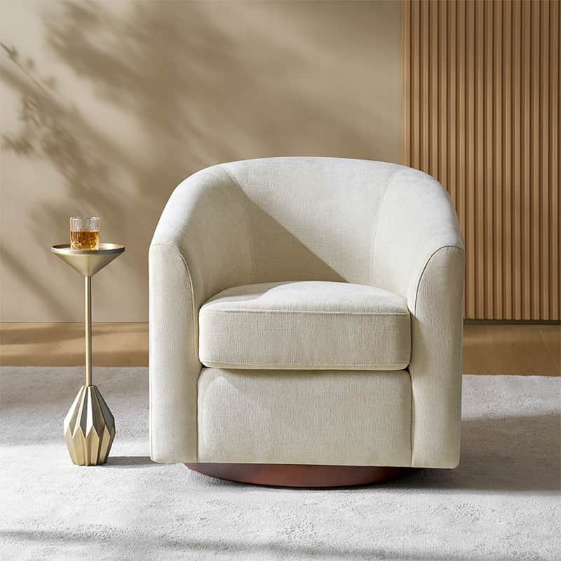 Elena Swivel Barrel Accent Chair - Modern Velvet Upholstered Lounge Chair with 360° Rotation for Living Room, Bedroom & Office - Comfortable Reading Chair with Sturdy Metal Base