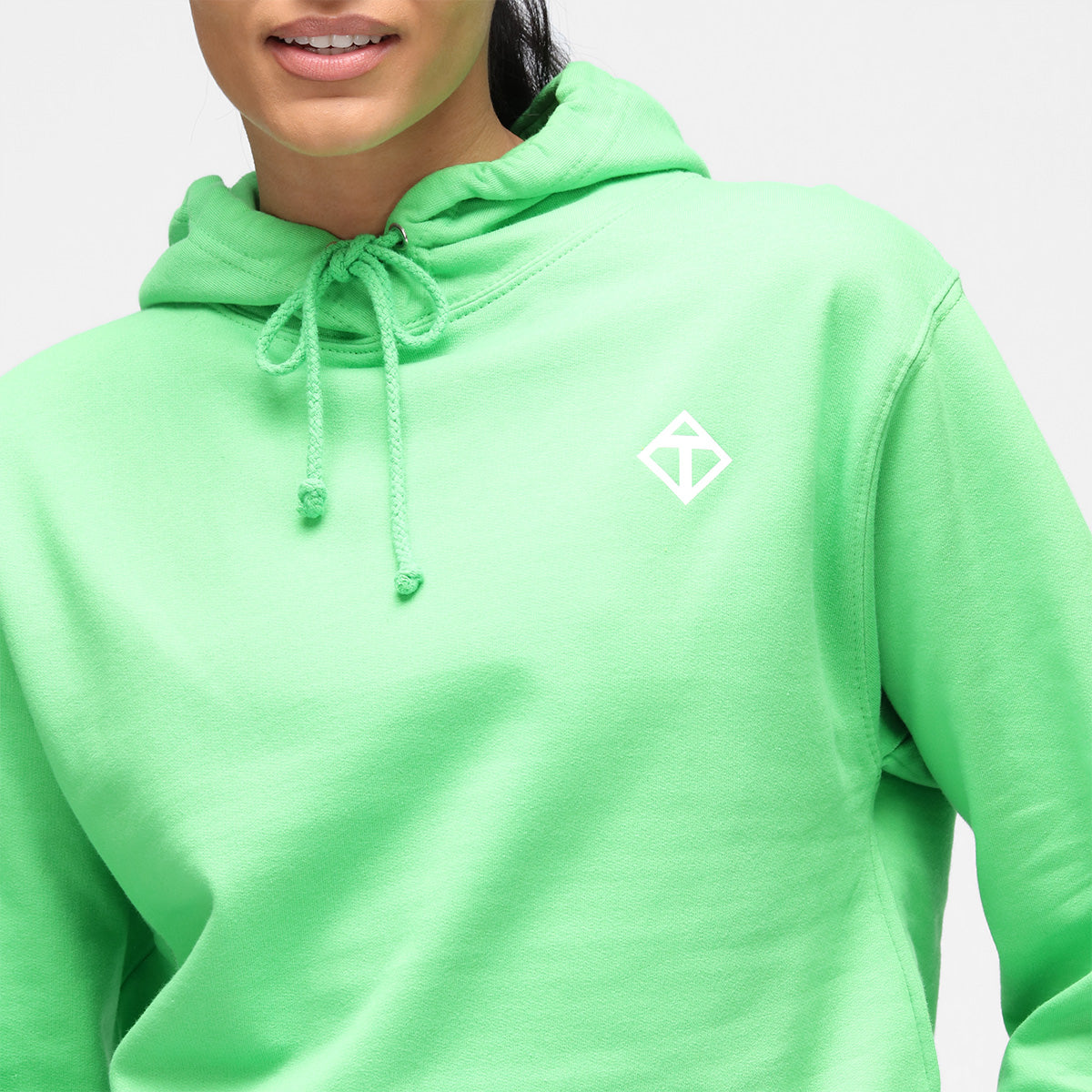 Lime Green Diamond Pattern Hoodie for Men & Women - Cozy Pullover Sweatshirt for Casual Wear, Street Style & Outdoor Activities