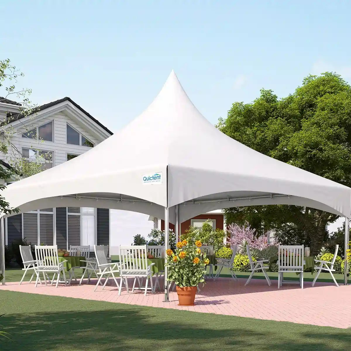 Quictent 20x20 High Peak Fire Retardant White Party Tent - Waterproof Outdoor Wedding, Graduation, Birthday Party Canopy with Removable Sidewalls