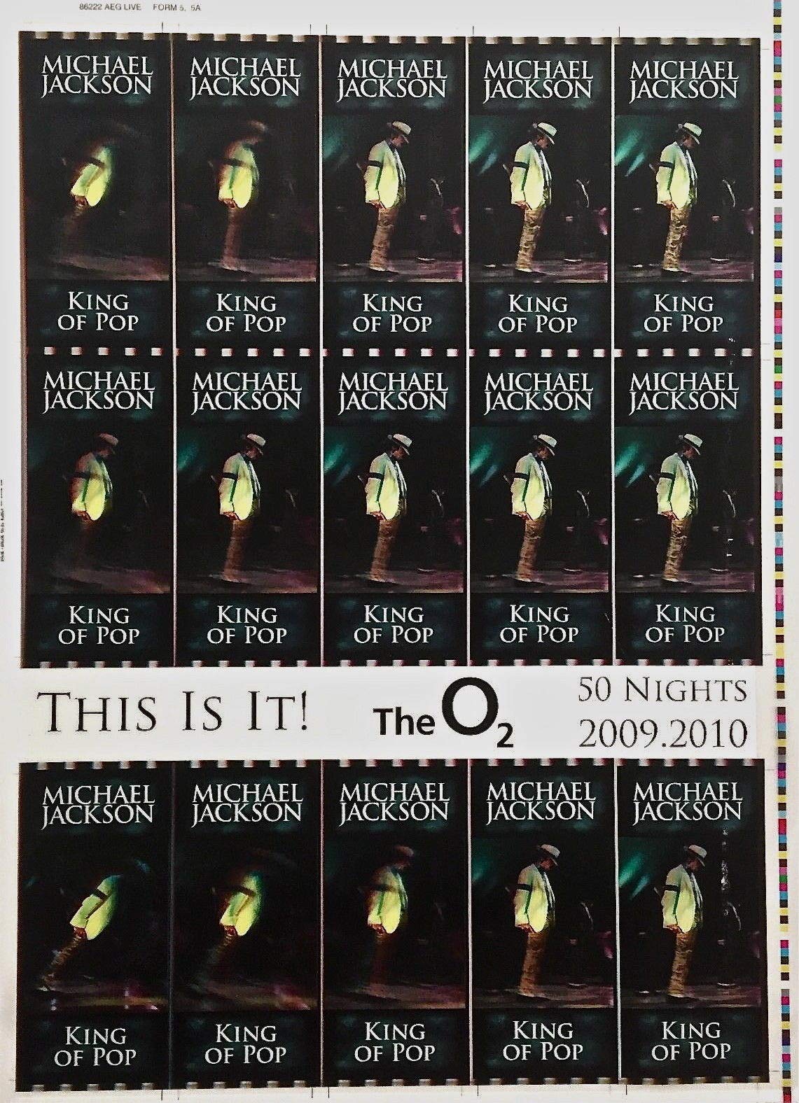 Michael Jackson Rare Uncut Sheet of THIS IS IT UK Concert Tickets Version 6 - Collectible Memorabilia for Fans & Music Enthusiasts - Perfect for Framing, Display, and Gift Giving