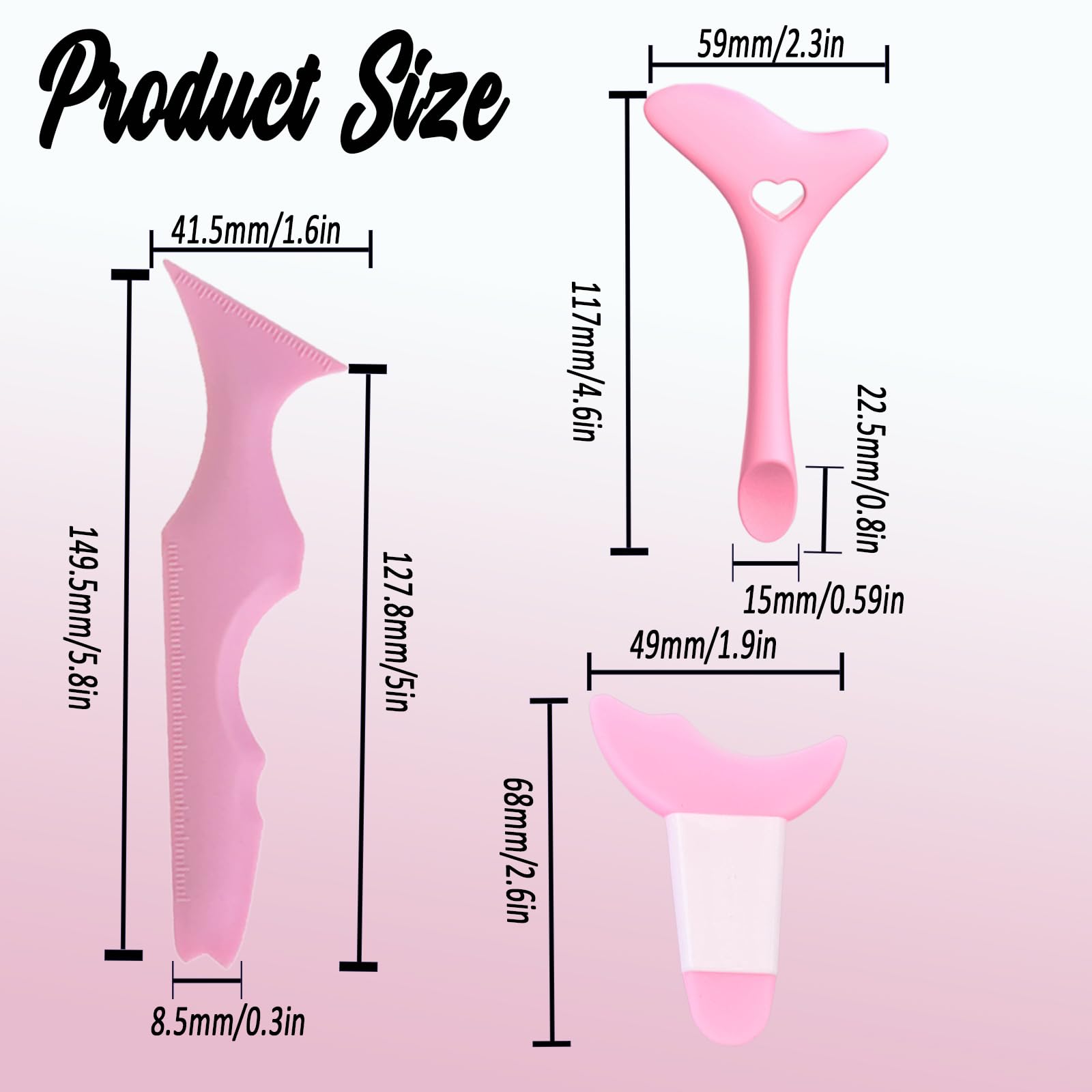 3PCS Silicone Eyeliner Stencils & Mascara Shield - Multifunctional Makeup Tool for Eyeshadow, Lipstick & Winged Eyeliner | Beginner-Friendly Eyeliner Guide (Pink) | Perfect for Daily Makeup, Professional Salon Use & Travel Beauty Essentials - FMOYSIEN