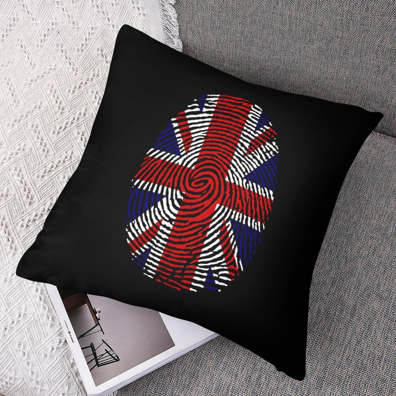 British Flag Finger Polyester Pillow Cases - Soft & Smooth 18x18 Inch Cushion Covers for Sofa, Bed, Living Room Decor - 1 Piece - Perfect for Home, Office & Travel Accessories