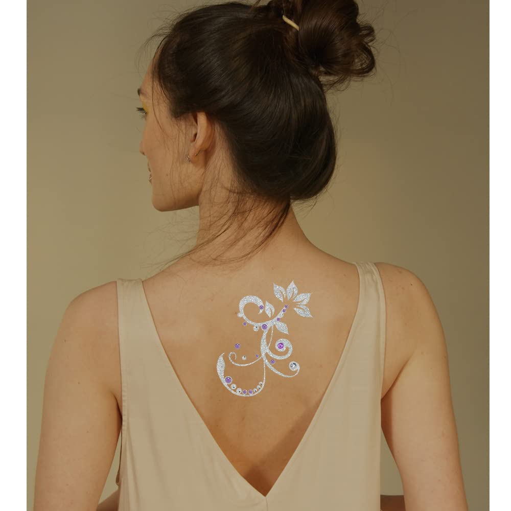Comet Busters Glitter Silver Temporary Tattoo Stickers - Body Jewelry for Parties, Festivals & Costume Events (BJ221) | Waterproof Fake Tattoos for Women & Teens