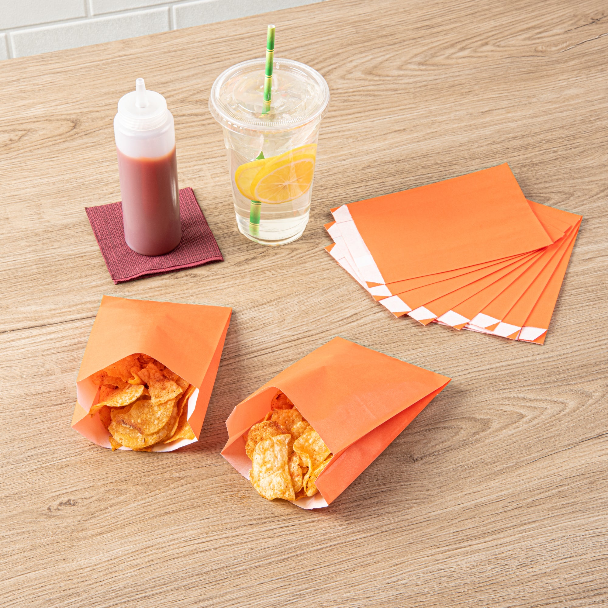 Orange Paper French Fry Bags - 4.25