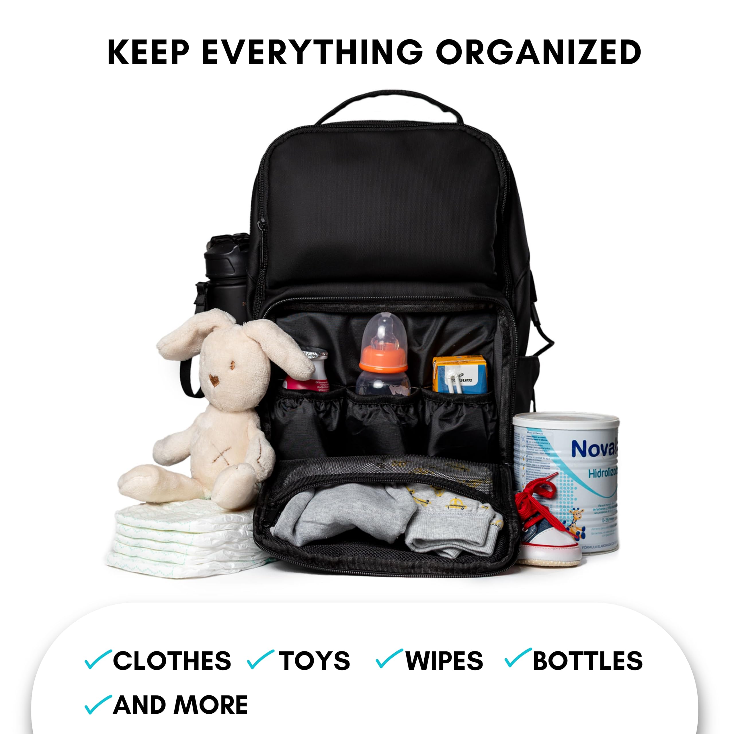 Waterproof Diaper Bag Backpack with USB Charging Port & Portable Changing Pad - Large Travel Baby Bag for Parents - Perfect for Daycare, Outings & Airplane Travel with Baby